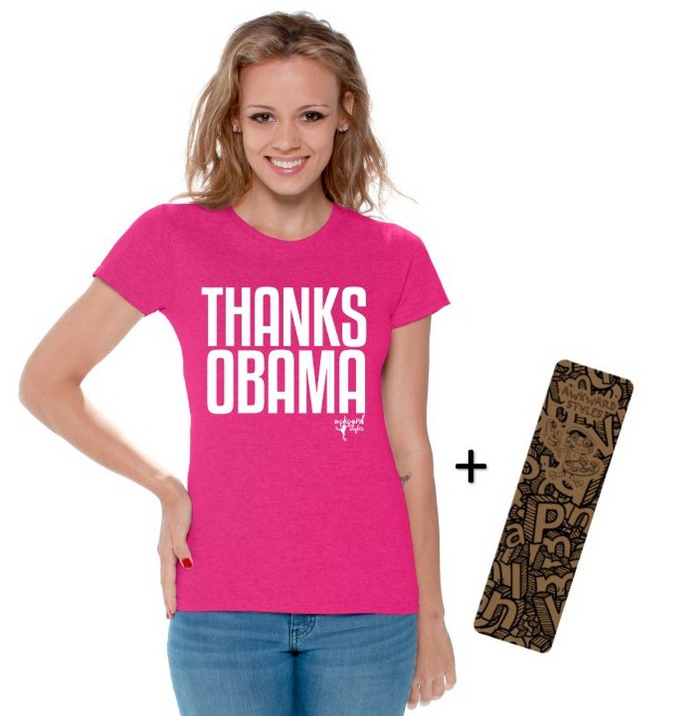 Awkwardstyles Women's Thanks Obama T-Shirt - Funny Political Graphic Tee in White | Perfect for Protests, Elections & Liberal Events