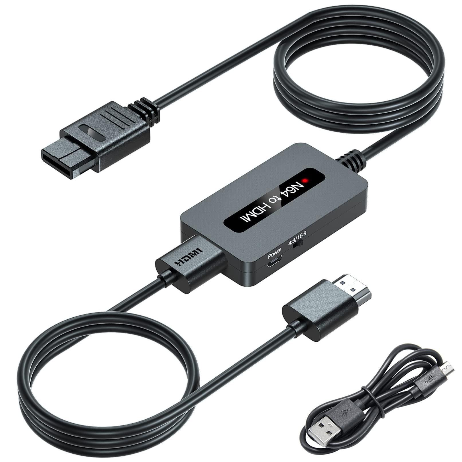 N64 to HDMI Converter Adapter - 4:3 & 16:9 Aspect Ratio Switch for Nintendo 64, Super SNES, NGC & Super Famicom with HDMI Cable - Perfect for Retro Gaming Setup & TV Display