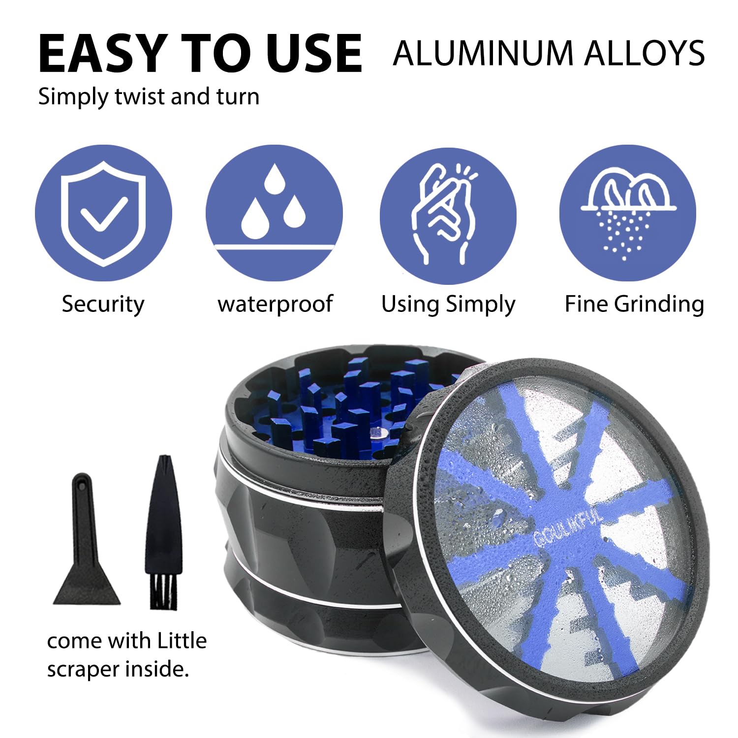 2.5 Inch Aluminum Alloy Manual Herb Grinder - Premium Spice Crusher for Kitchen, Camping & Travel - Perfect for Grinding Herbs, Spices & Tobacco