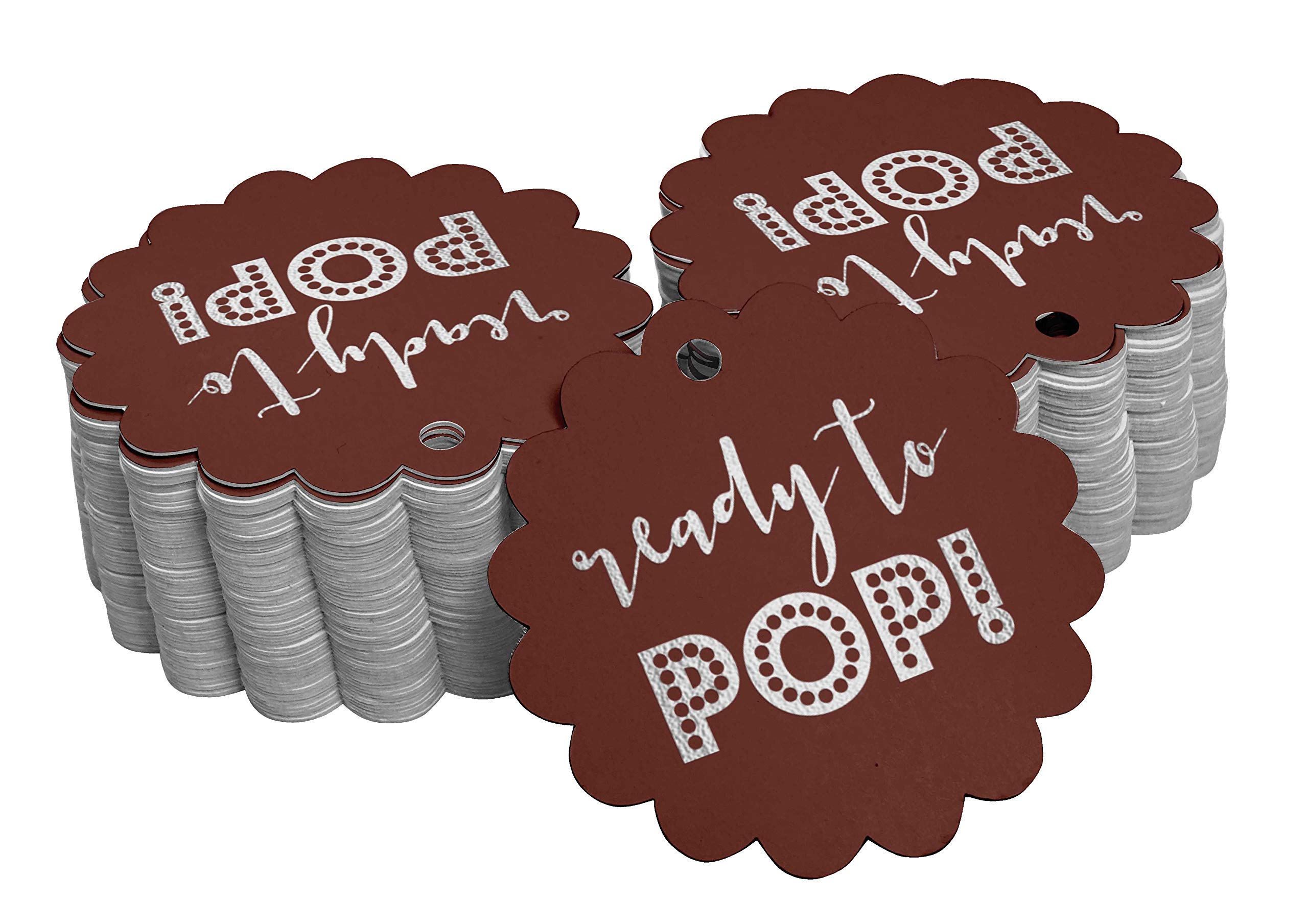 50 Pack Ready to Pop Baby Shower Bottle Tags - Real Silver Foil Favor Hang Tags for Gender Reveal, Newborn Celebration & Party Decorations