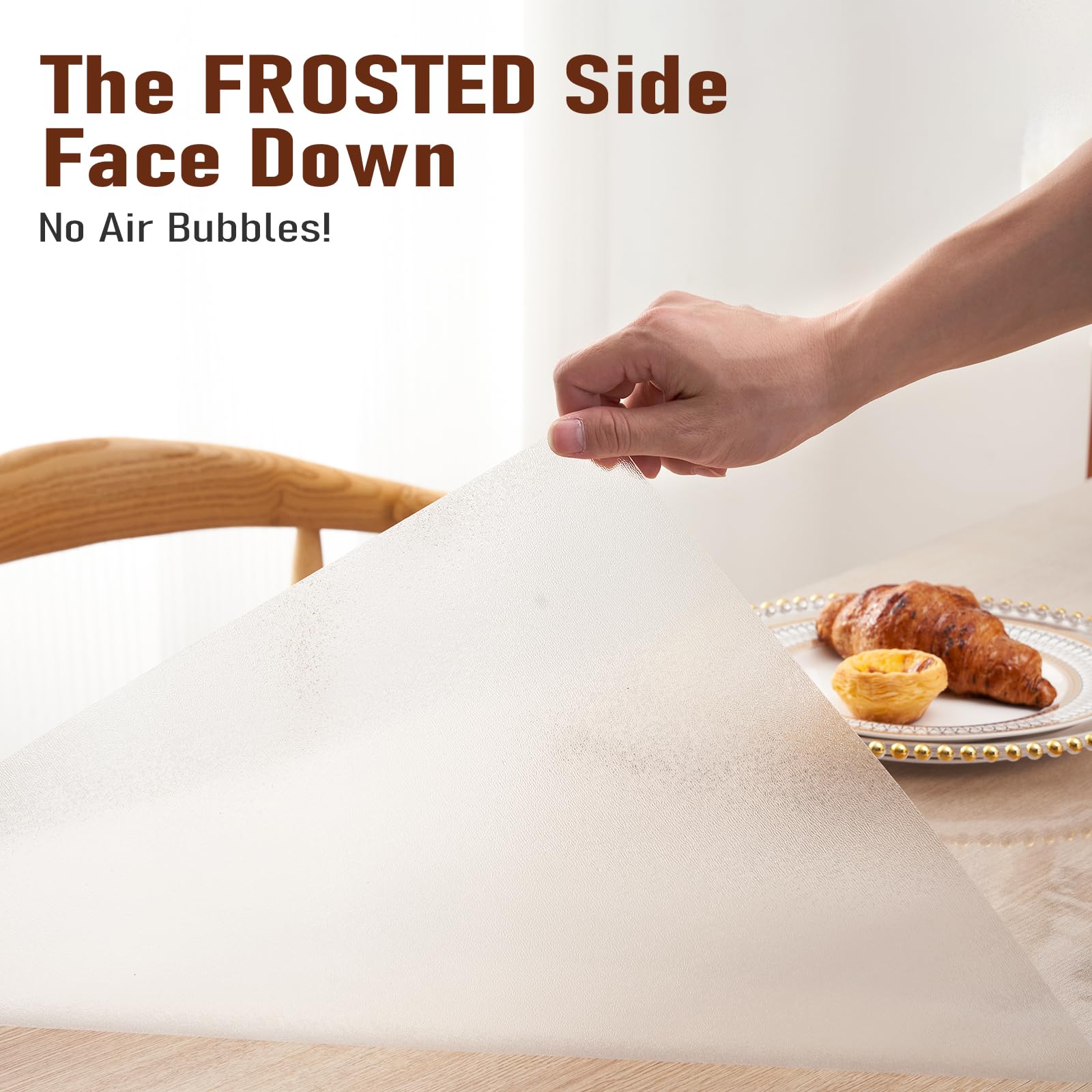 24x60 Inch Frosted PVC Table Cover Protector - 1.5mm Thick Waterproof Non-Slip Plastic Table Pad for Wooden Coffee Tables & Writing Desks - Perfect for Dining, Office, and Home Decor Protection