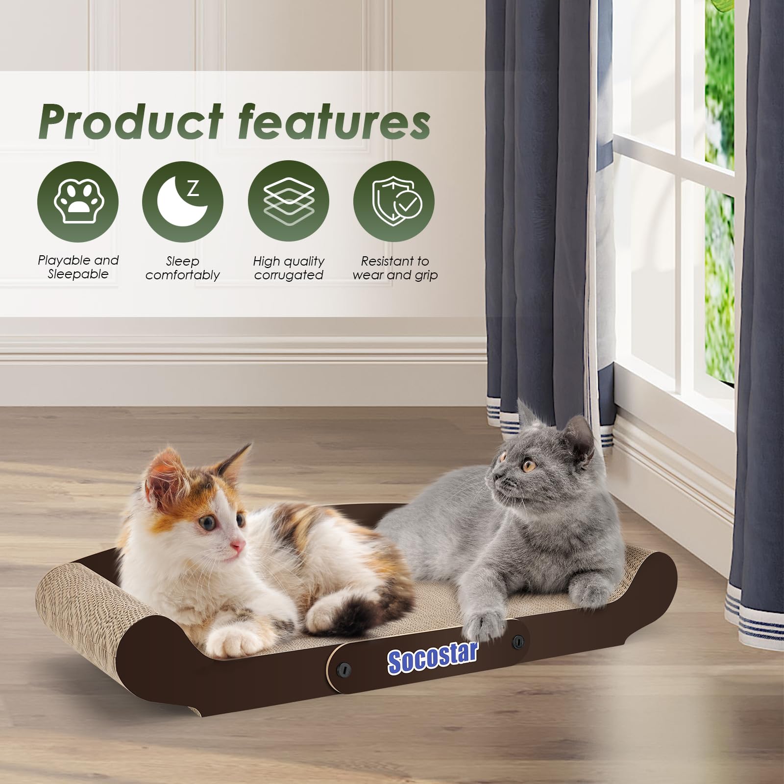 Extra Large Cat Scratcher Sofa Bed 27.6 x 11 Inches - 100% Recycled Cardboard Cat Scratching Pad for Indoor Cats - Durable Cat Lounge & Scratch Toy - Perfect for Playtime, Napping & Protecting Furniture