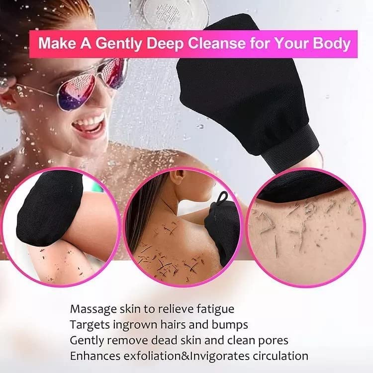 PARABRAHMA Exfoliating Glove for Body & Face - 2 Pack Double-Layer Viscose Fiber Scrub Mitt for Dead Skin Removal, Tan Removal & Smooth Skin - Perfect for Shower, Spa & At-Home Skincare Routine