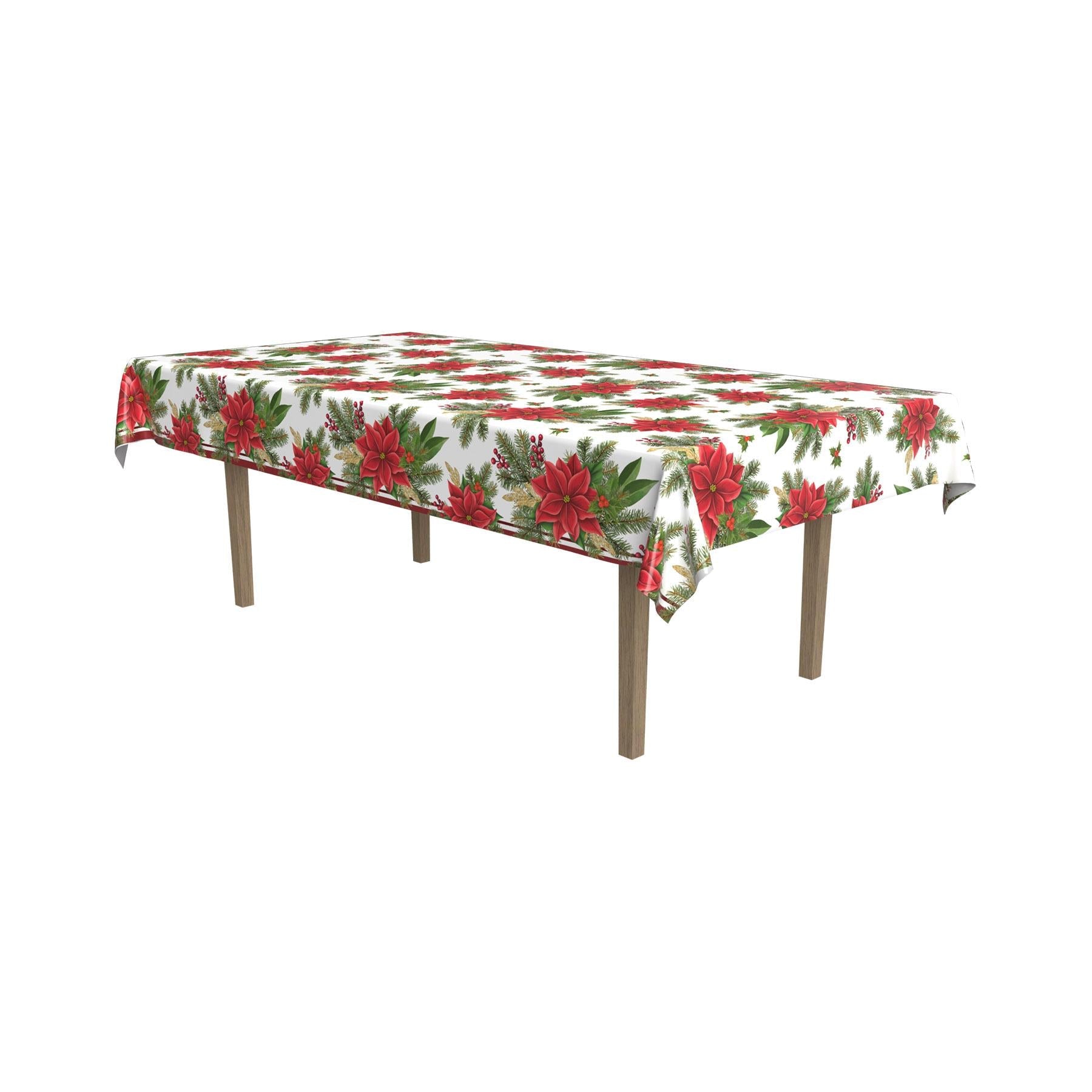 12 Pack Beistle Christmas Poinsettia Table Covers - Holiday Party Decorations for Christmas Dinner, Festive Table Setting & Home Decor