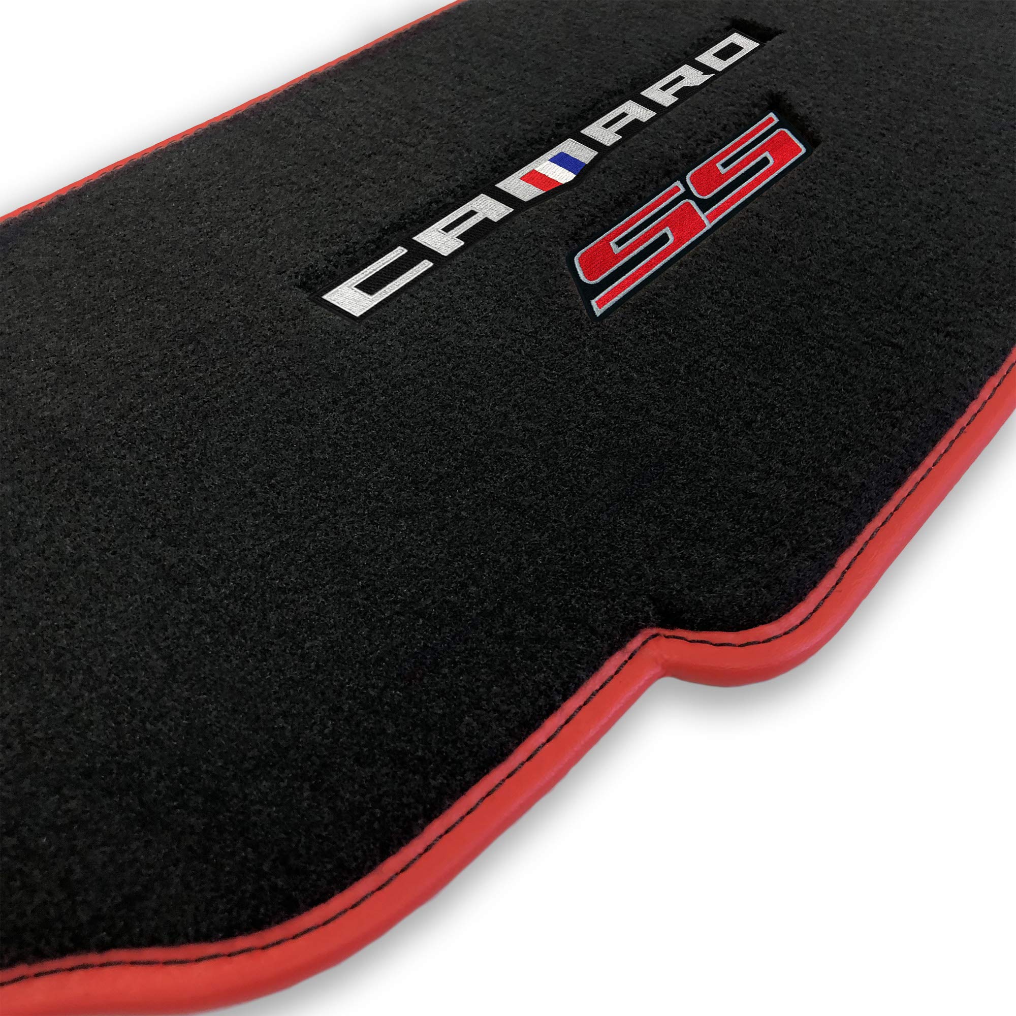 Premium Custom-Fit Carpet Floor Mats for 2016+ Chevy Camaro - Luxury Car Floor Liners with Tri-Color SS Design (Charcoal) | Perfect for Convertible Models & Trunk Protection | Enhance Your Driving Comfort & Vehicle Interior Style