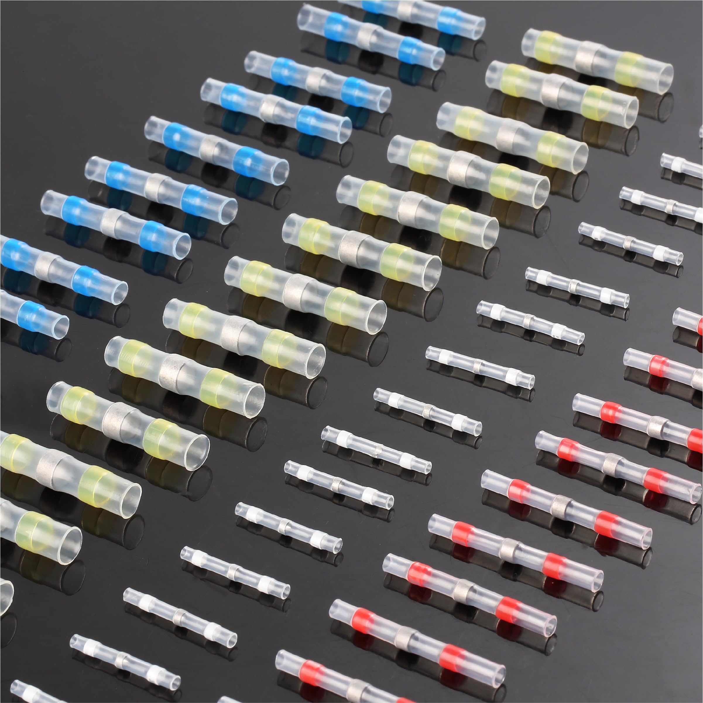 Bates Solder Seal Wire Connectors - 120pcs Heat Shrink Butt Connectors Kit | Waterproof Electrical Wire Connectors for Automotive, Marine & Home Wiring | DIY Electrical Repairs & Waterproof Wire Connections