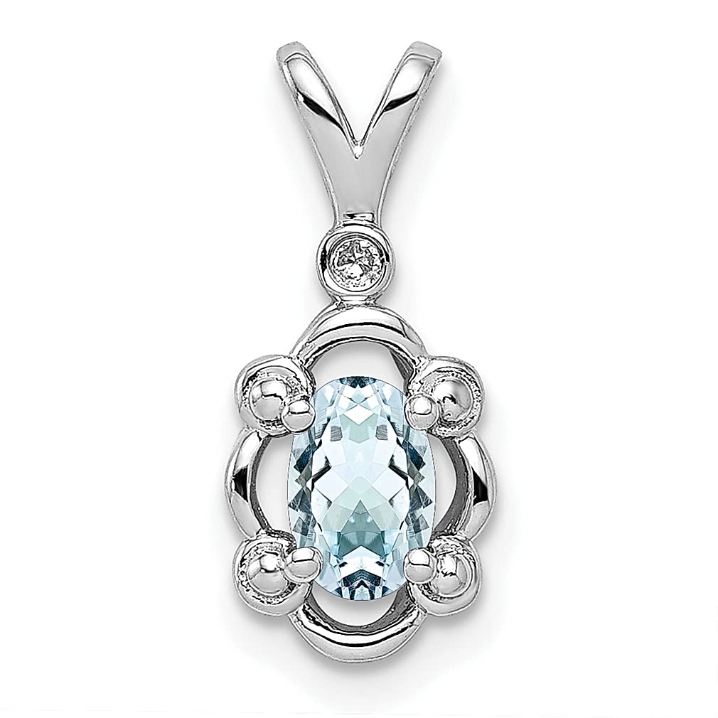 925 Sterling Silver Blue Aquamarine & Diamond Pendant Necklace - March Birthstone Jewelry for Women | Elegant Gift for Her, Perfect for Birthdays, Anniversaries & Special Occasions