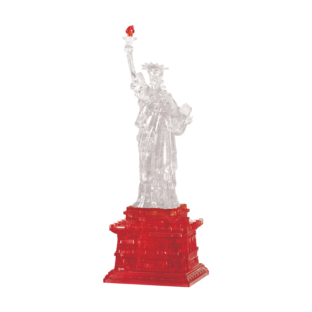 BePuzzled Statue of Liberty 3D Crystal Puzzle - 78 Piece Clear & Red Brain Teaser for Adults - Challenging DIY Model Kit for Home Decor, Office Display & Gift Giving