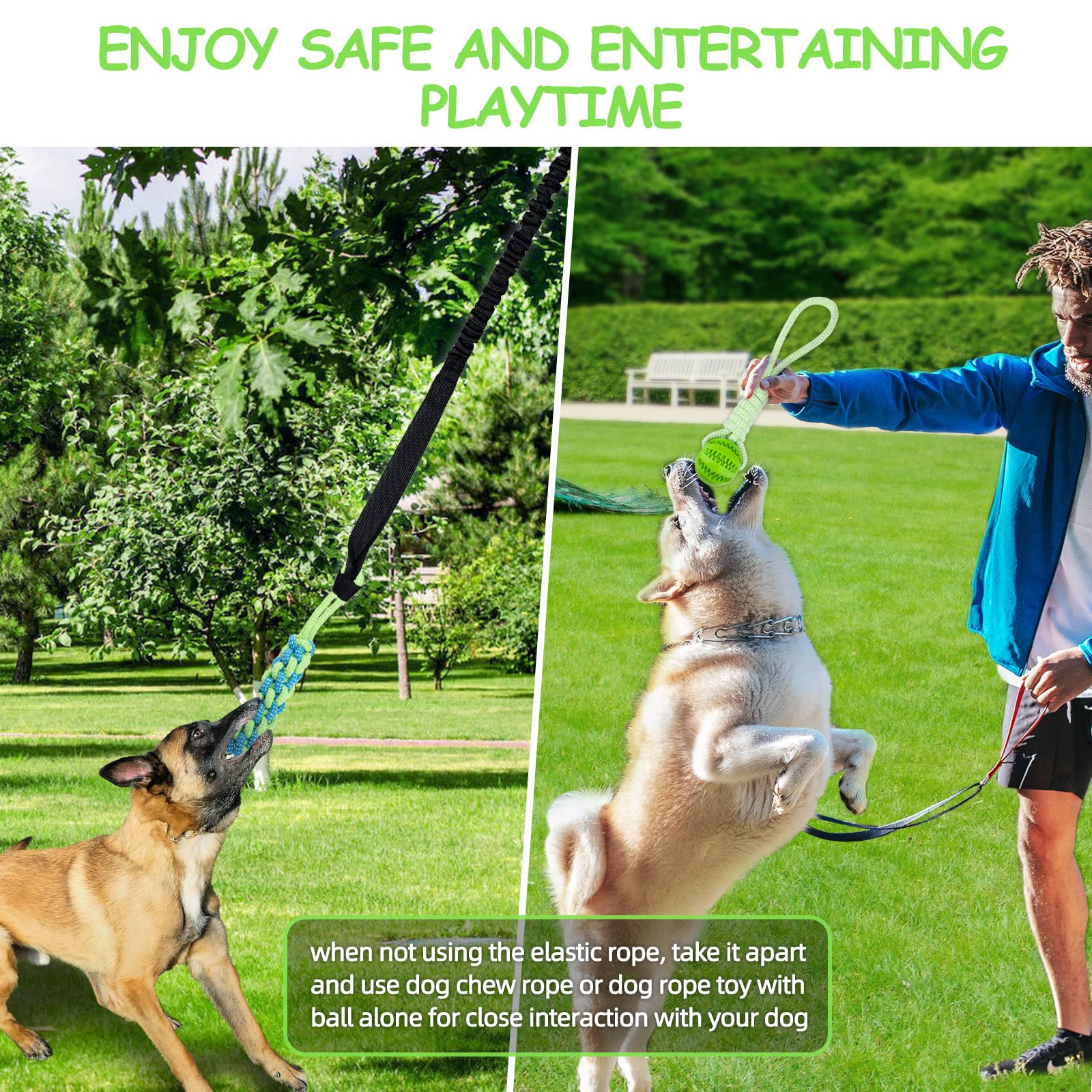Eaersan Spring Pole Dog Rope Toys - Interactive Tether Tug of War Toy for Small, Medium & Large Dogs | Indoor/Outdoor Bungee Hanging Chew Toy with Rope Ball | Perfect for Exercise, Solo Play & Backyard Fun