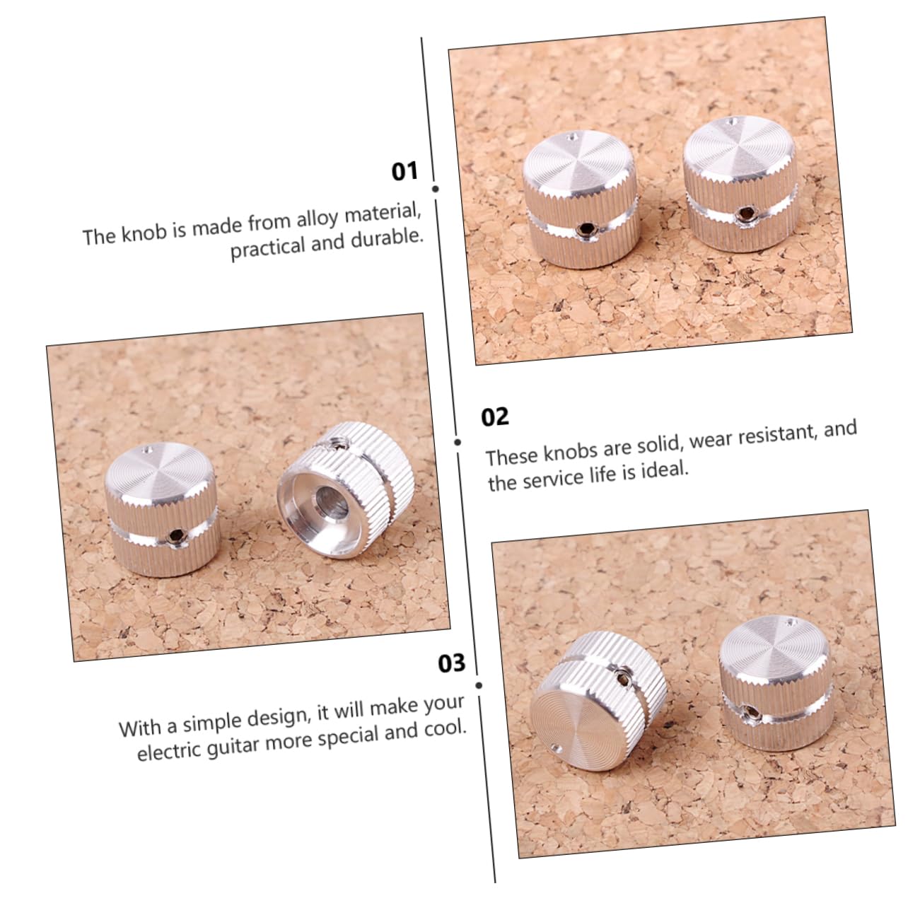 Milisten Solid Volume Tone Control Knobs for Electric Guitars - Premium Metal Round Guitar Parts with Silver Alloy Finish - Perfect for DIY Guitar Repair, Upgrade & Customization