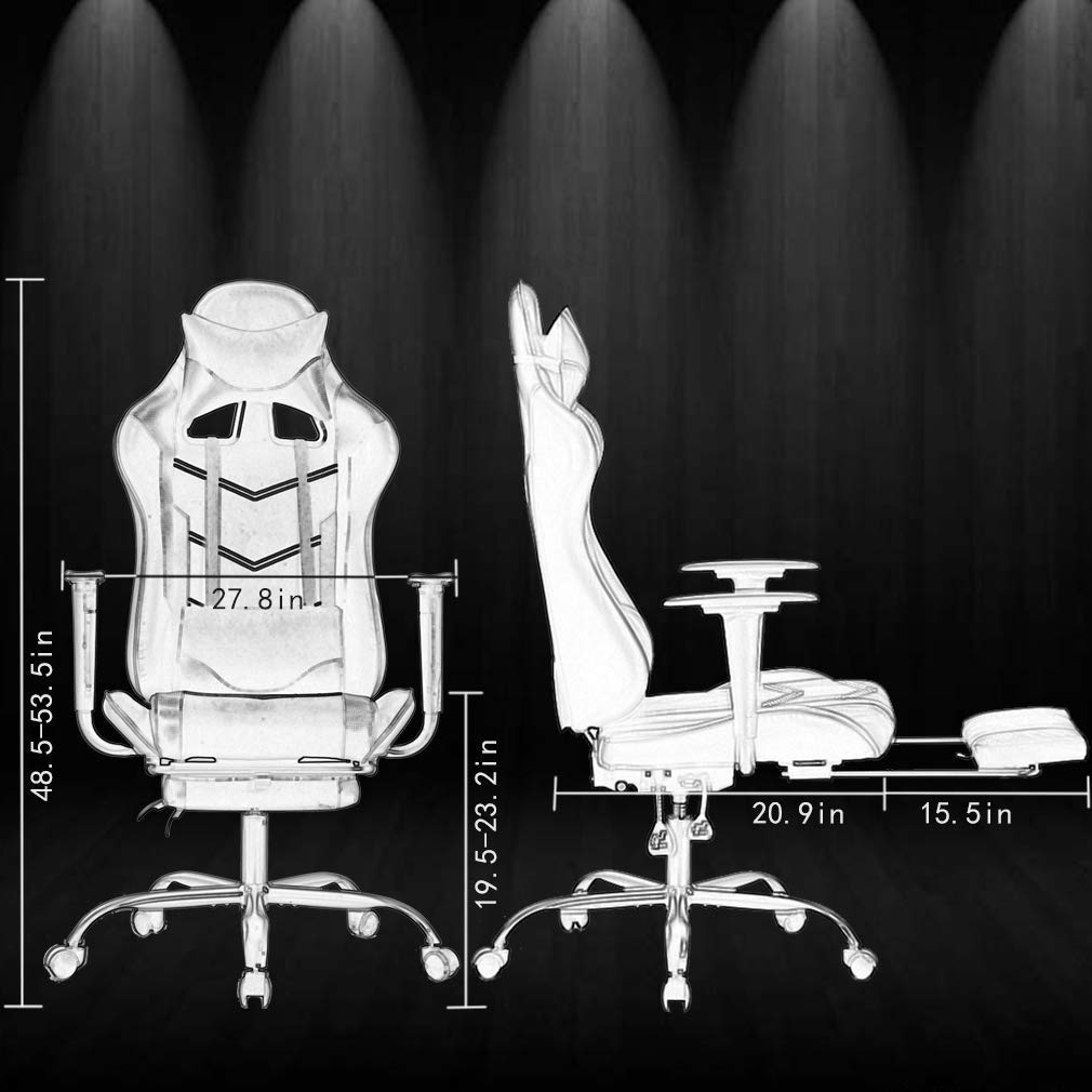 BLKMTY Ergonomic Massage Gaming Chair - High Back PU Leather Office Chair with Footrest, Lumbar Support & Headrest - Reclining Racing Computer Chair for Gamers & Professionals - Perfect for Home Office, Gaming Setup & Workstation - Red