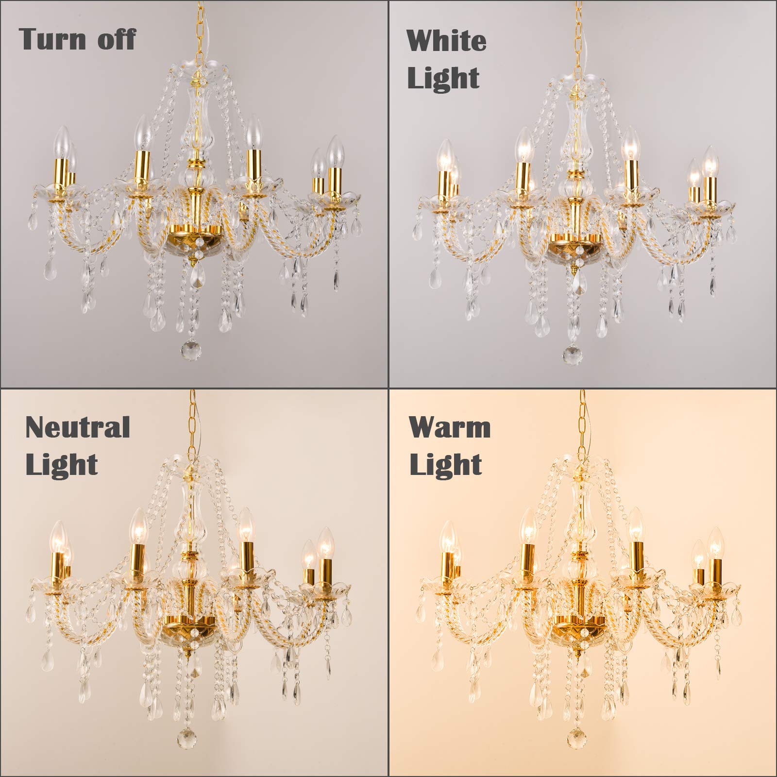 K9 Crystal Chandelier Lighting - 8-Light Pendant Ceiling Fixture for Dining Room, Living Room, Bedroom & Hallway - Elegant Home Decor with 8 Bulbs - Perfect for Weddings, Parties & Luxury Interior Design