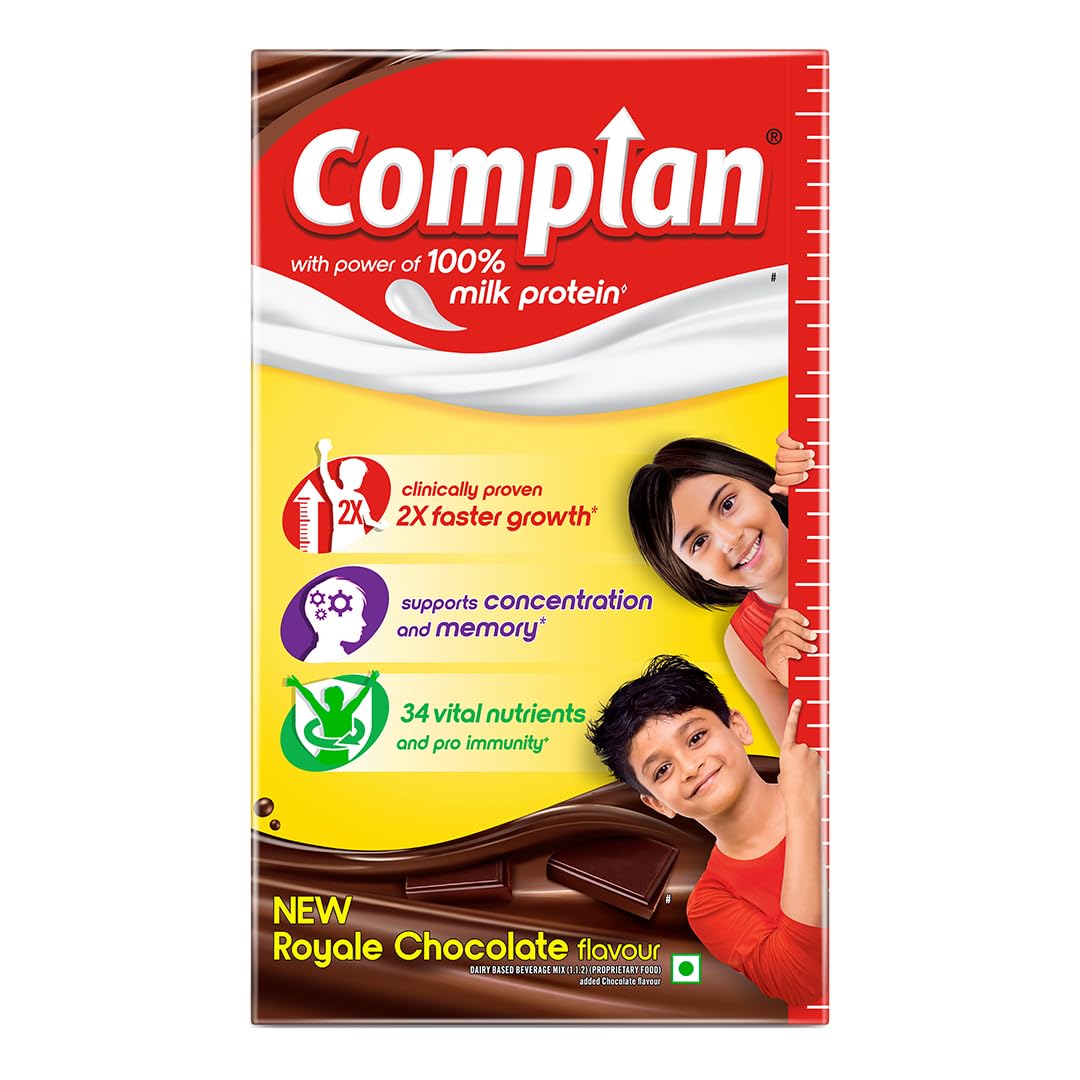 Complan Nutrition Drink Powder for Kids - Royale Chocolate Flavor, 1kg Carton | High Protein & 34 Essential Vitamins & Minerals | Ideal for Growing Children's Daily Nutrition & Energy Boost