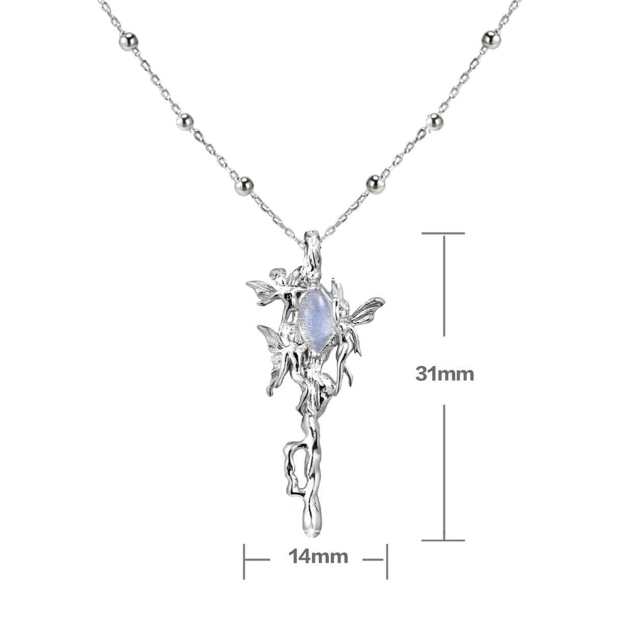 Blue Sky S925 Sterling Silver Opal Genie Key Pendant Necklace - Dainty Choker for Women - Perfect for Everyday Wear, Gift Giving & Boho Fashion