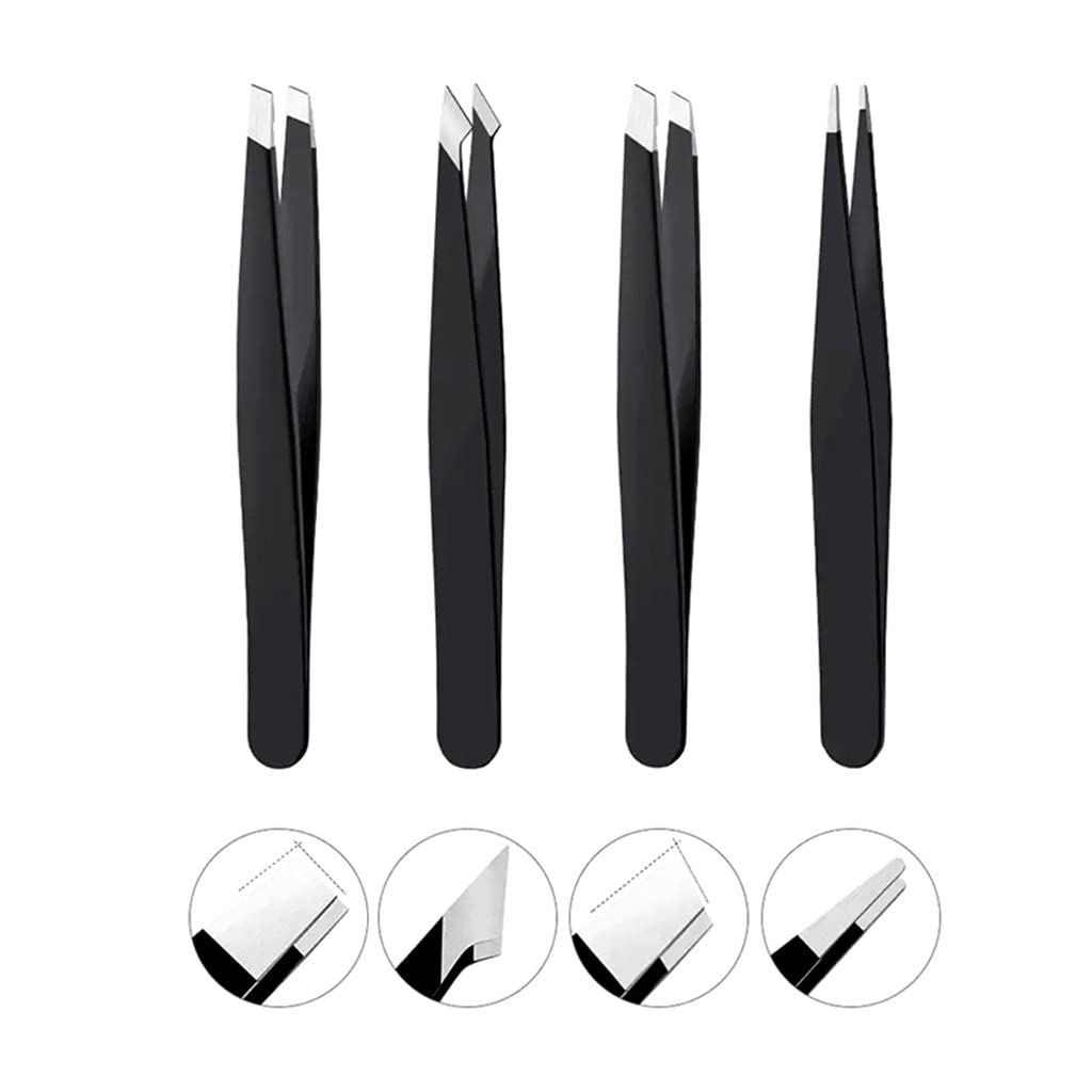 Professional Stainless Steel Eyelash Tweezers for Lash Extensions & Eyebrow Shaping - Precise Hair Removal Tool (Perfect for Salon, Home Use & Travel)