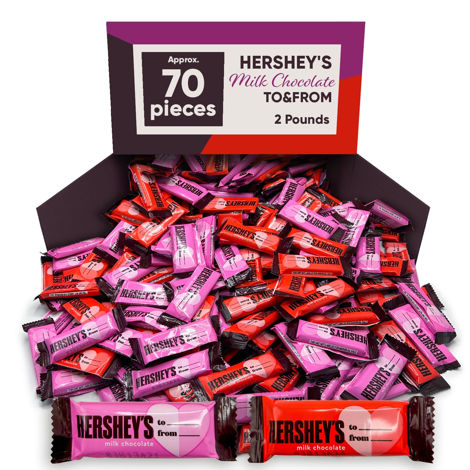 Hershey's Bulk Chocolate Candy - 2lbs, 70 Individually Wrapped Bars for Gifts & Parties