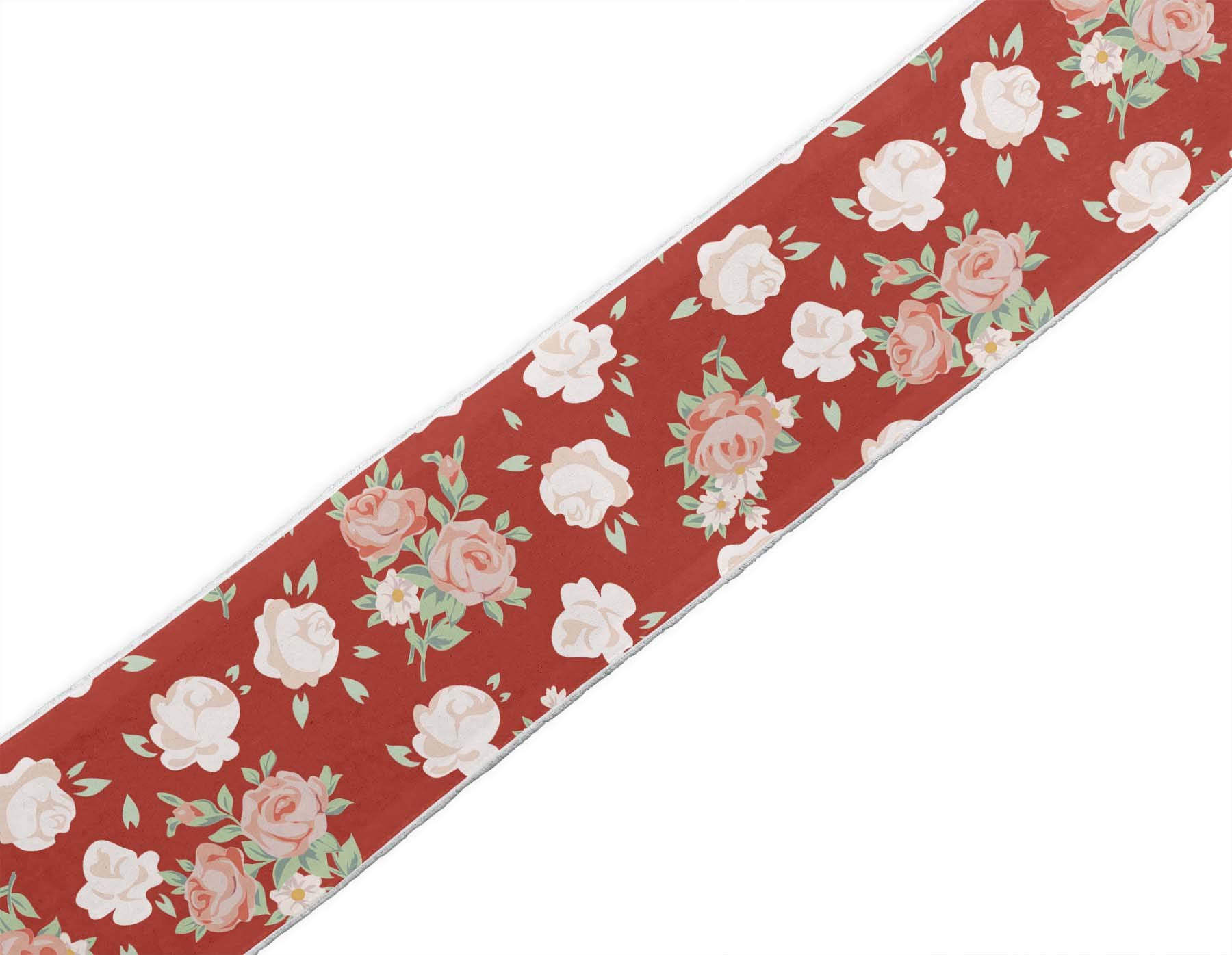 IndianBeautifulArt 9-Yard Dupion Fabric Lace - 4 Inch Red Leaves & Rose Floral Printed Ribbon Trim for DIY Crafts, Sewing, Dressmaking, Home Decor | Perfect for Wedding Decorations, Gift Wrapping & Costume Accessories