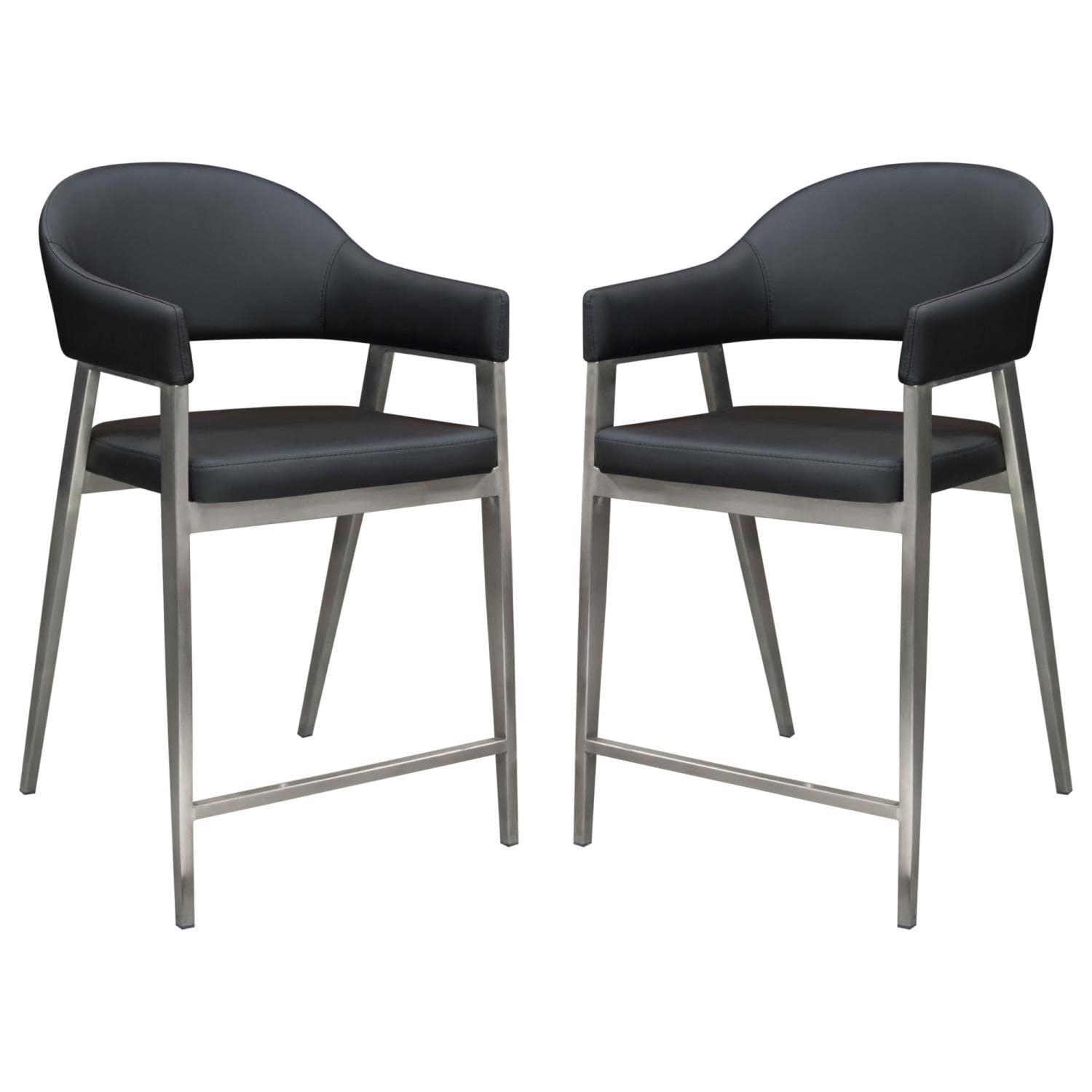 Diamond Sofa Adele Black Counter Stools Set of 2 - Perfect for Kitchen Islands, Breakfast Bars & Modern Dining Areas