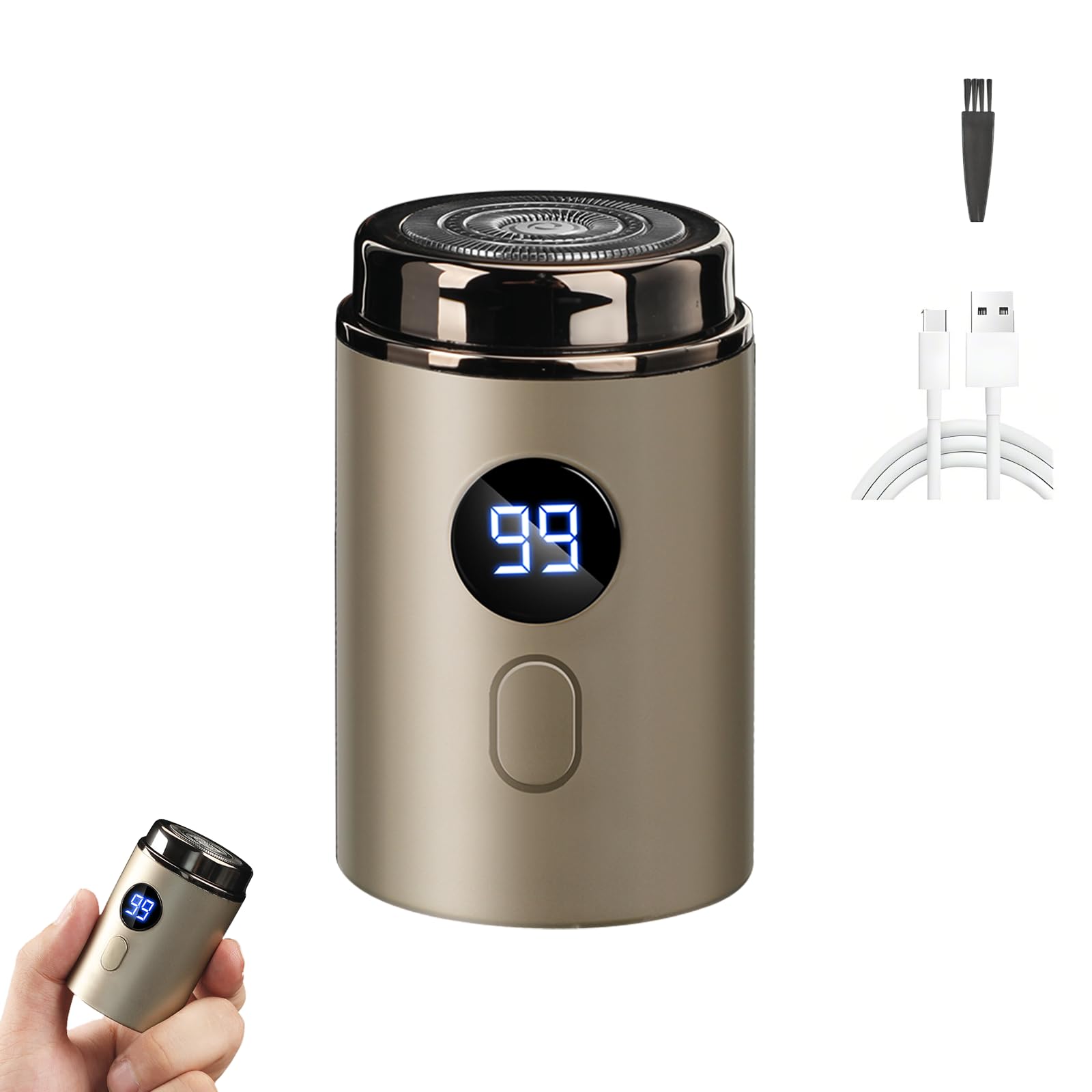 2025 New Mini Electric Shaver for Men - Portable Rechargeable Waterproof Travel Razor | Perfect for Daily Shaving & On-the-Go Grooming | Ideal Gift for Business Trips, Camping & Home Use (Gold)