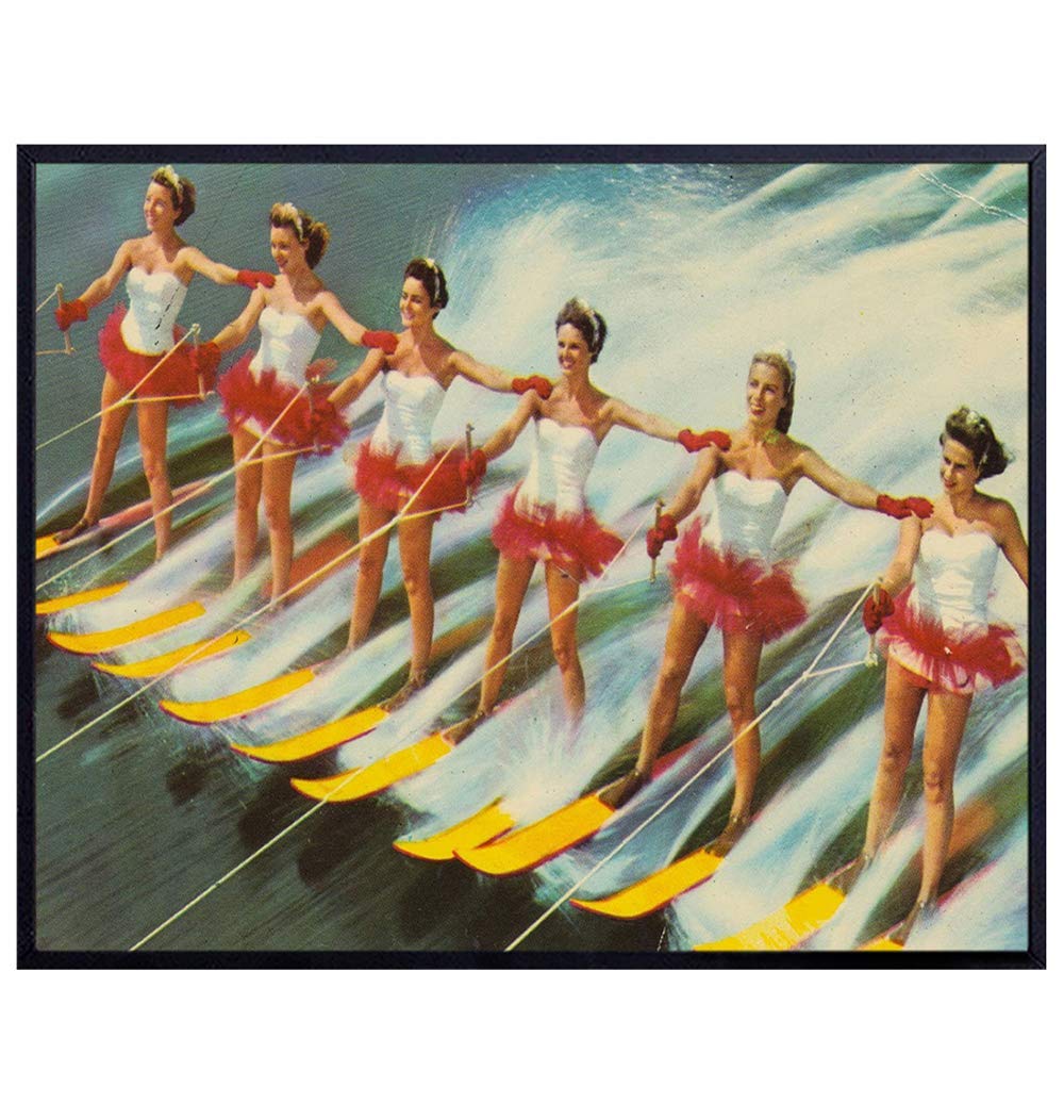 Vintage Water Ski Wall Art Print - Retro Florida Waterski Poster - Unique Lake House Decor - Perfect Gift for Water Ski Fans & Florida Lovers - Ideal for Home, Office, or Cabin Wall Decoration