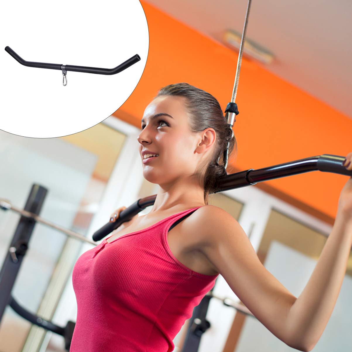 BESPORTBLE Heavy Duty Tension Rod Curl Bar - Steel Gym Cable Attachment for Home & Commercial Fitness Equipment - Perfect for Bicep Curls, Chest Expander Workouts & Strength Training Accessories
