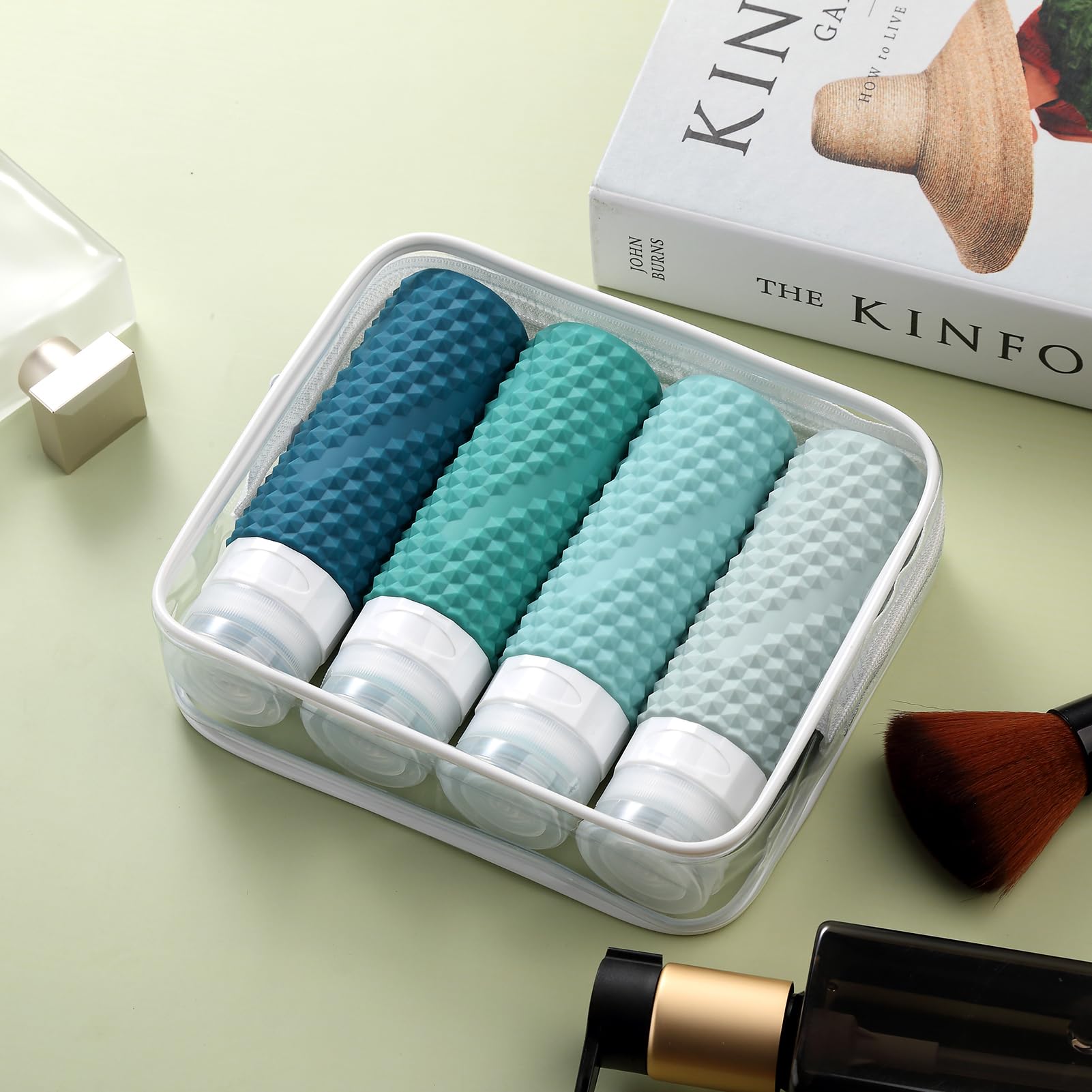 TSA Approved 3oz Travel Bottles for Toiletries - BPA Free Leak Proof Refillable Containers with Toiletry Bag (4 Pack) - Perfect for Shampoo, Conditioner & Liquid Essentials in Air Travel, Gym & Vacation