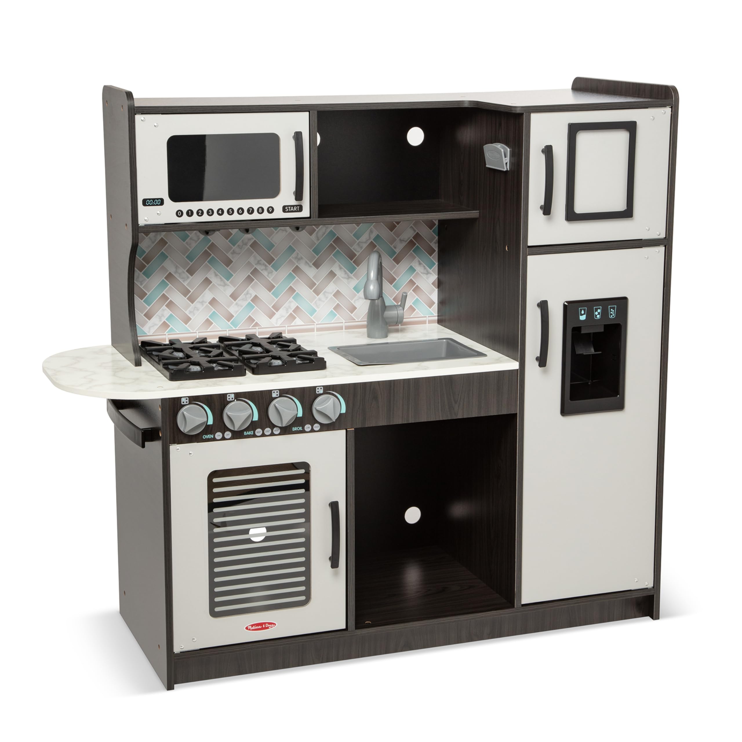 Melissa & Doug Wooden Chef’s Pretend Play Toy Kitchen Set with Ice Cube Dispenser - Charcoal Gray - Kids Play Kitchen for Toddlers Ages 3+ - Perfect for Imaginative Play, Role-Playing & Early Learning Development