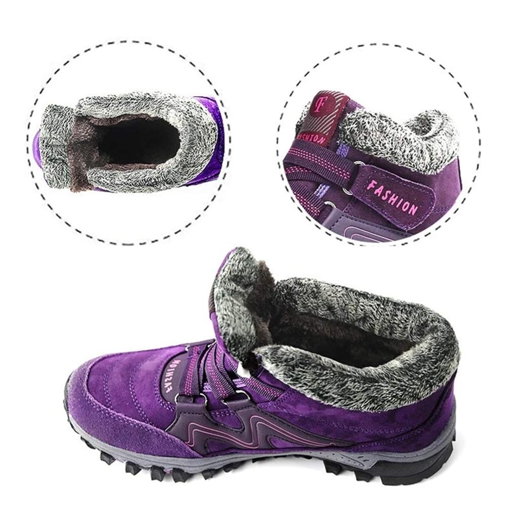Nobrandd Women's Winter Thermal Faux Fur Lined Leather Platform High Top Boots - Purple, Warm Snow Boots for Cold Weather, Fashionable Winter Shoes for Women, Perfect for Outdoor Activities, Snow Days and Casual Wear