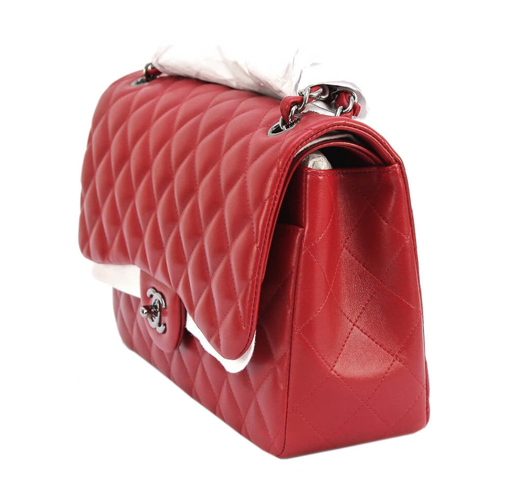 Authentic Chanel Jumbo Double Flap Bag in Red with Ruthenium Hardware - Luxury Handbag for Women, Perfect for Parties, Date Nights & Special Occasions