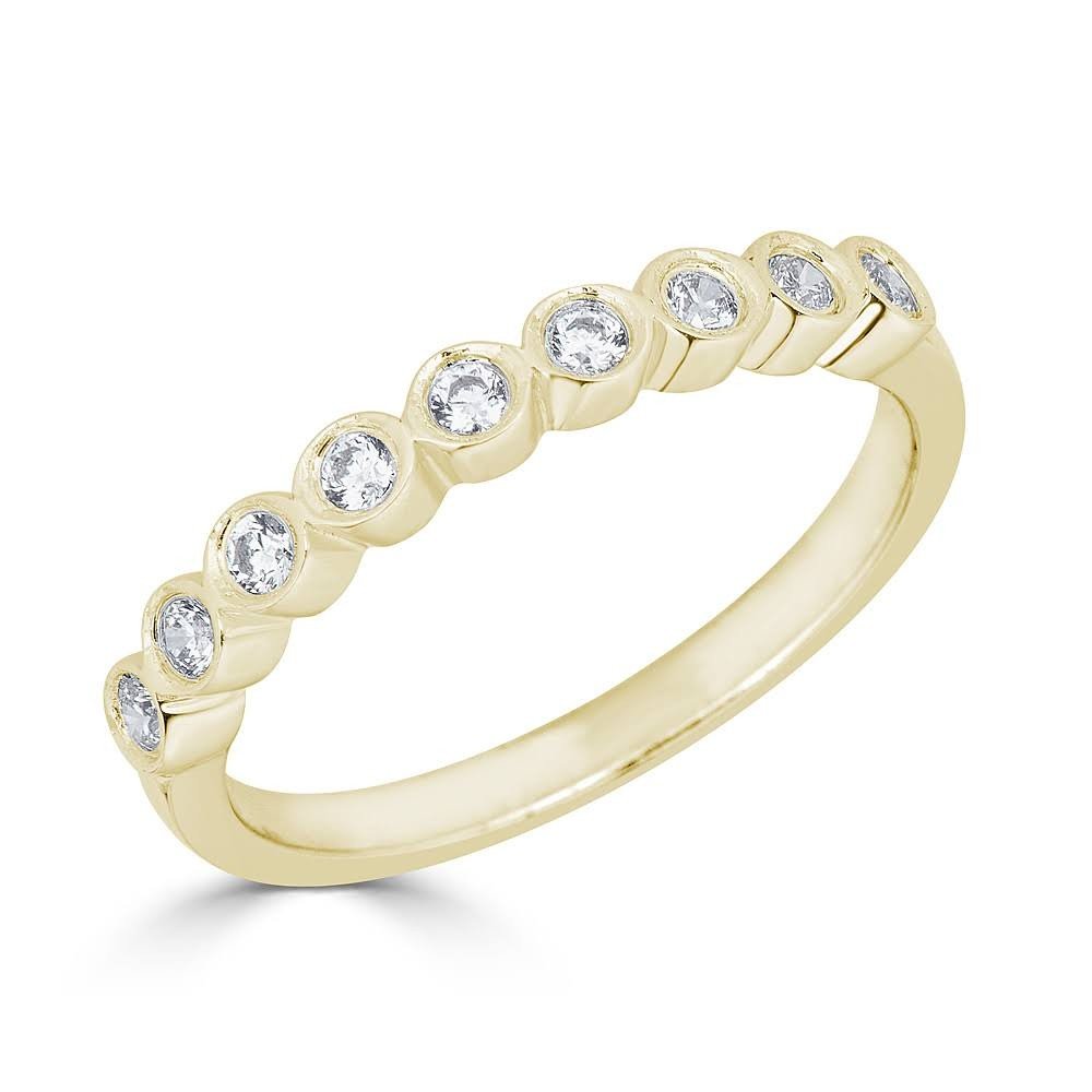 14KT Gold 1/5 CTW Diamond Bezel Set Band Ring for Women - Elegant Wedding, Engagement & Anniversary Jewelry Gift