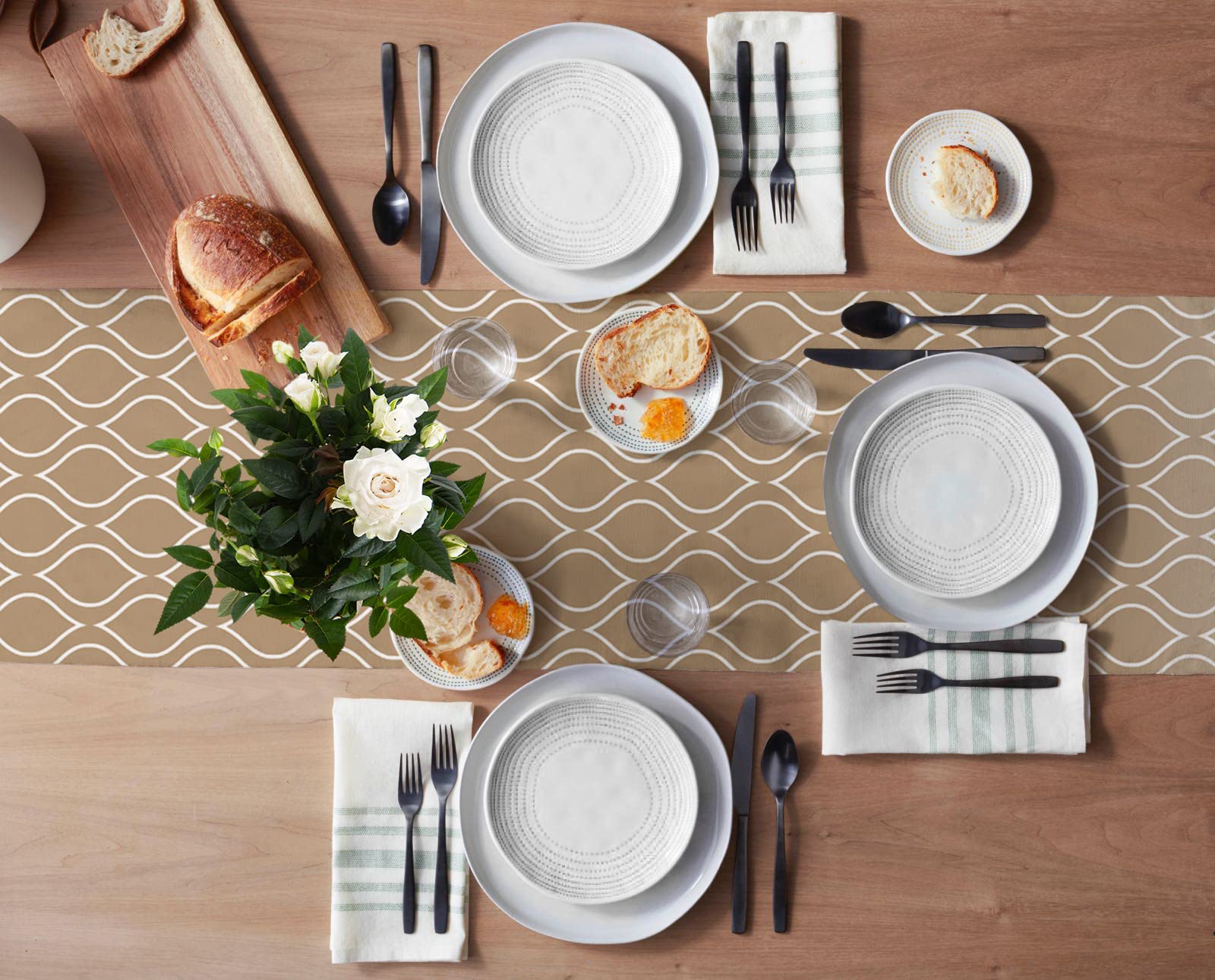 90-Inch Brown Moroccan Table Runner - Modern Ombre Plaid Burlap & Cotton Tablecloth for Kitchen, Dining, Wedding, Coffee Tables | Home Decor & Party Essentials