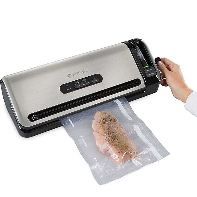 FOODSAVER FM3940 Stainless Steel Vacuum Sealer | Certified Refurbished with Full Warranty | Perfect for Meal Prep, Sous Vide & Food Storage