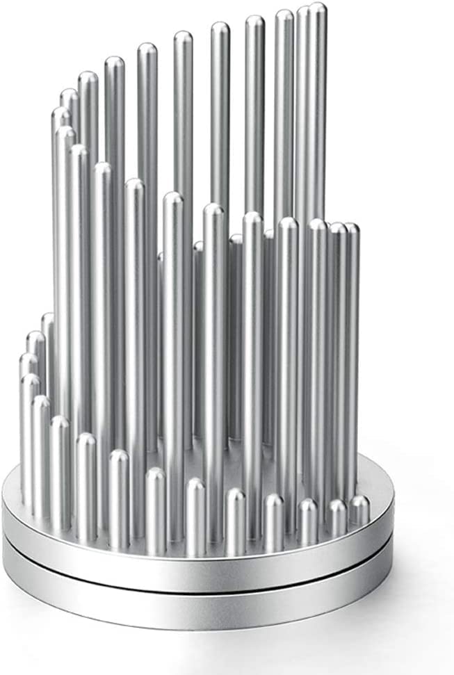 Quick-Rotating Desk Pencil & Pen Holder - Creative Metal Makeup Brush Organizer - Silver Office Stationery for Stress Relief | Perfect for Home Office, Study Desk & Makeup Vanity Organization