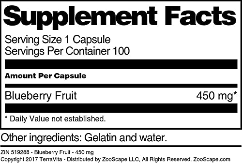 Premium Blueberry Extract 450mg (100 Capsules per Bottle) - 2 Pack - Antioxidant Supplement for Brain & Eye Health - Supports Memory & Vision - Perfect for Daily Wellness & Cognitive Support