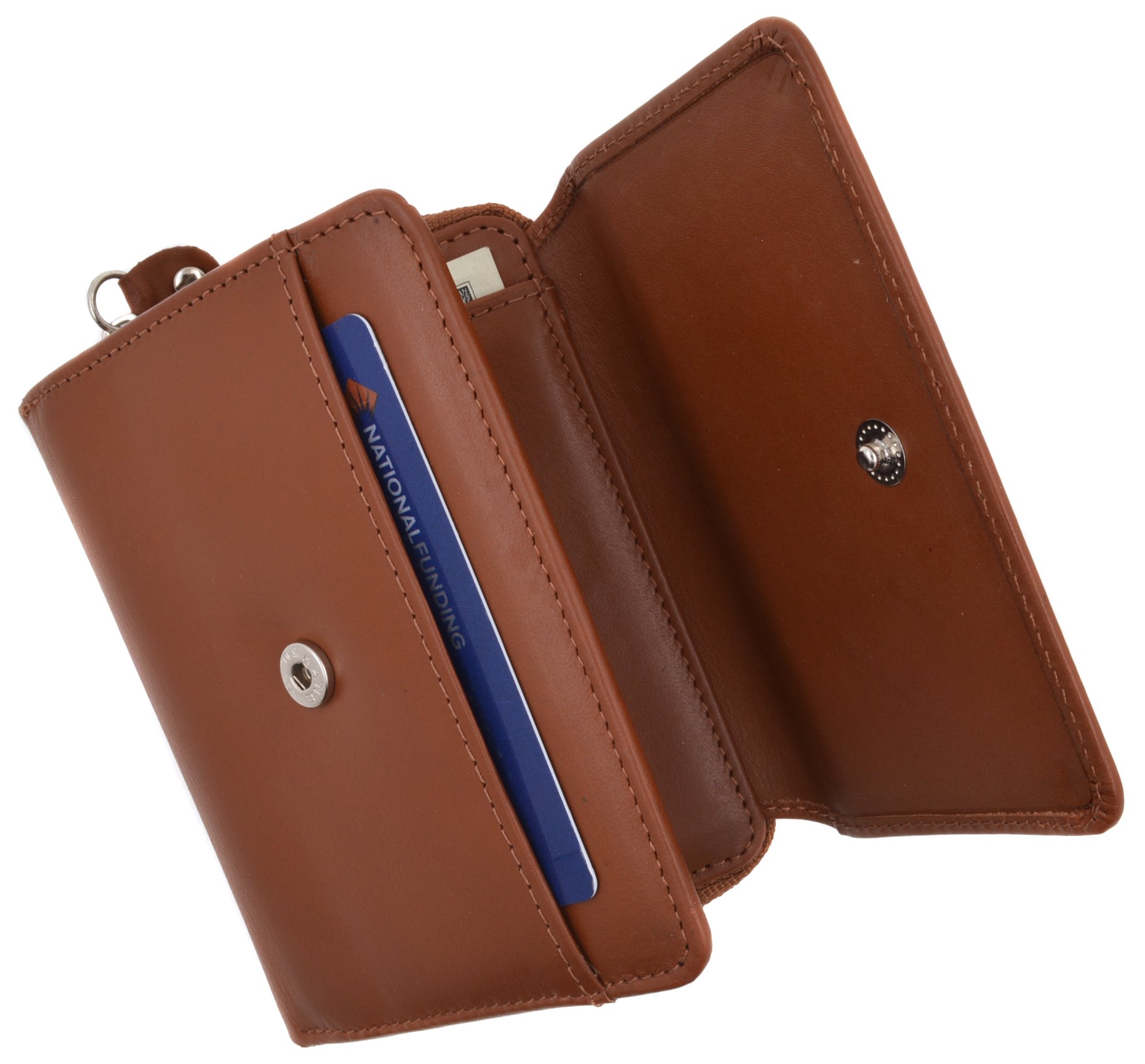 Genuine Leather Women's Trifold ID Card Holder Wallet with Zippered Compartment - Stylish & Compact RFID Blocking Wallet for Credit Cards, Cash & IDs - Perfect for Work, Travel & Everyday Use