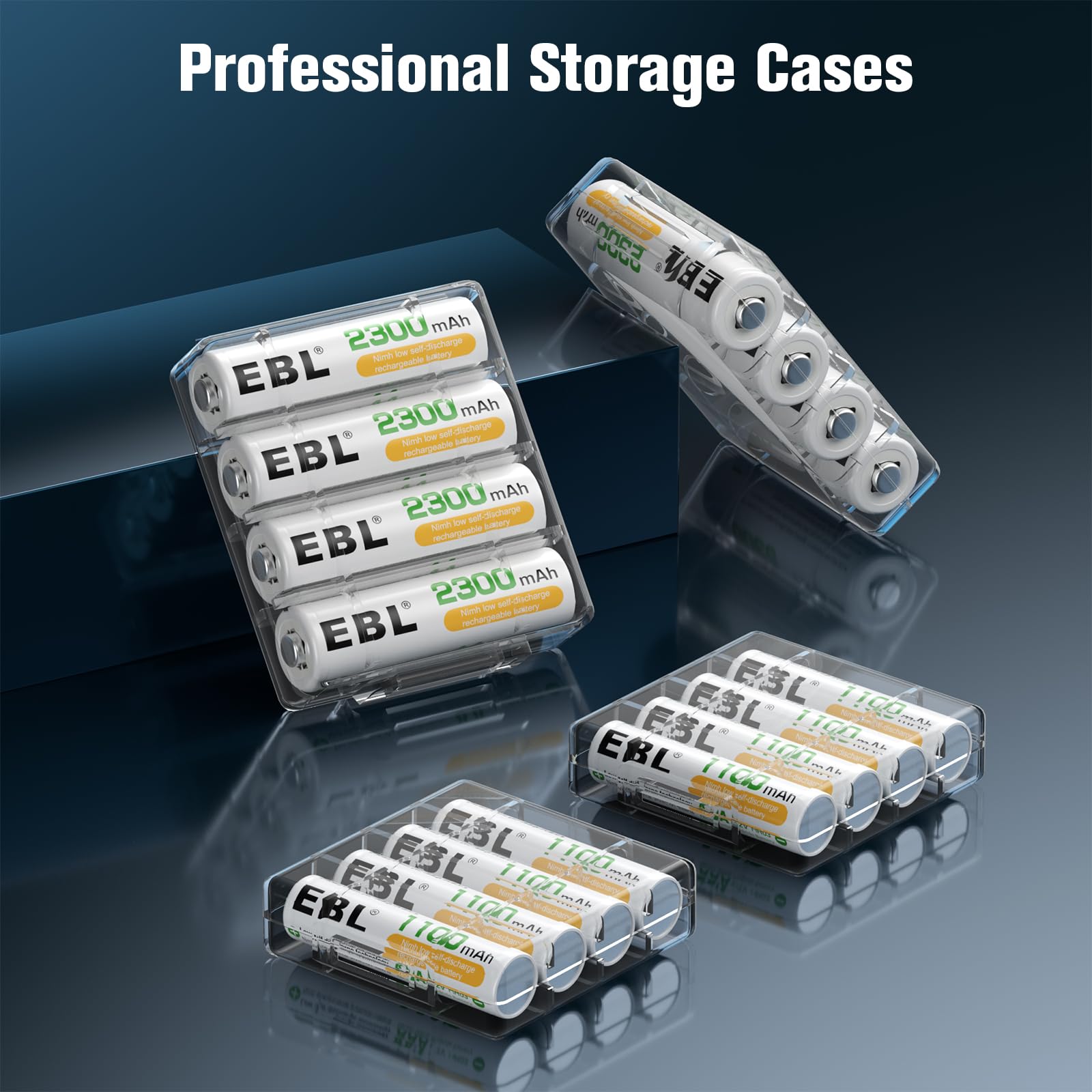 EBL 16-Pack Ni-MH Rechargeable Batteries with Smart Charger - 8 AA 2300mAh & 8 AAA 1100mAh Batteries + 2-Port USB Charger for Cameras, Toys, Flashlights & Electronics - Perfect for Home, Office & Travel Use