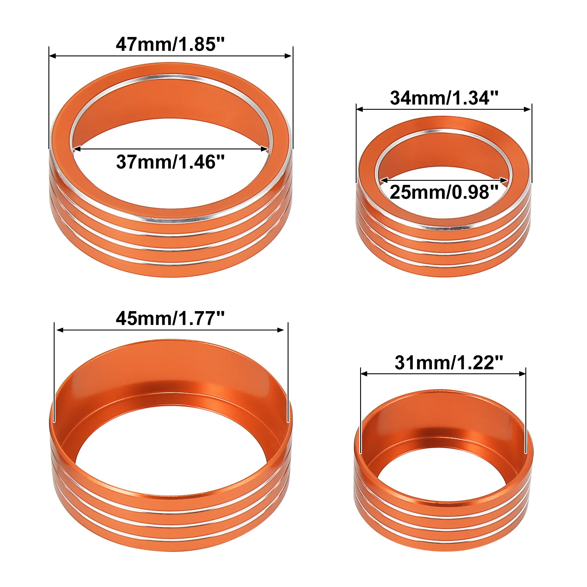 X AUTOHAUX 3-Piece Orange Aluminum Alloy AC Climate Control Knob Cover for Subaru Forester XV Crosstrek Impreza 2019-2021 - Upgrade Your Car Interior with Stylish Air Conditioner Switch Decor (Perfect for Customization & Night Driving)