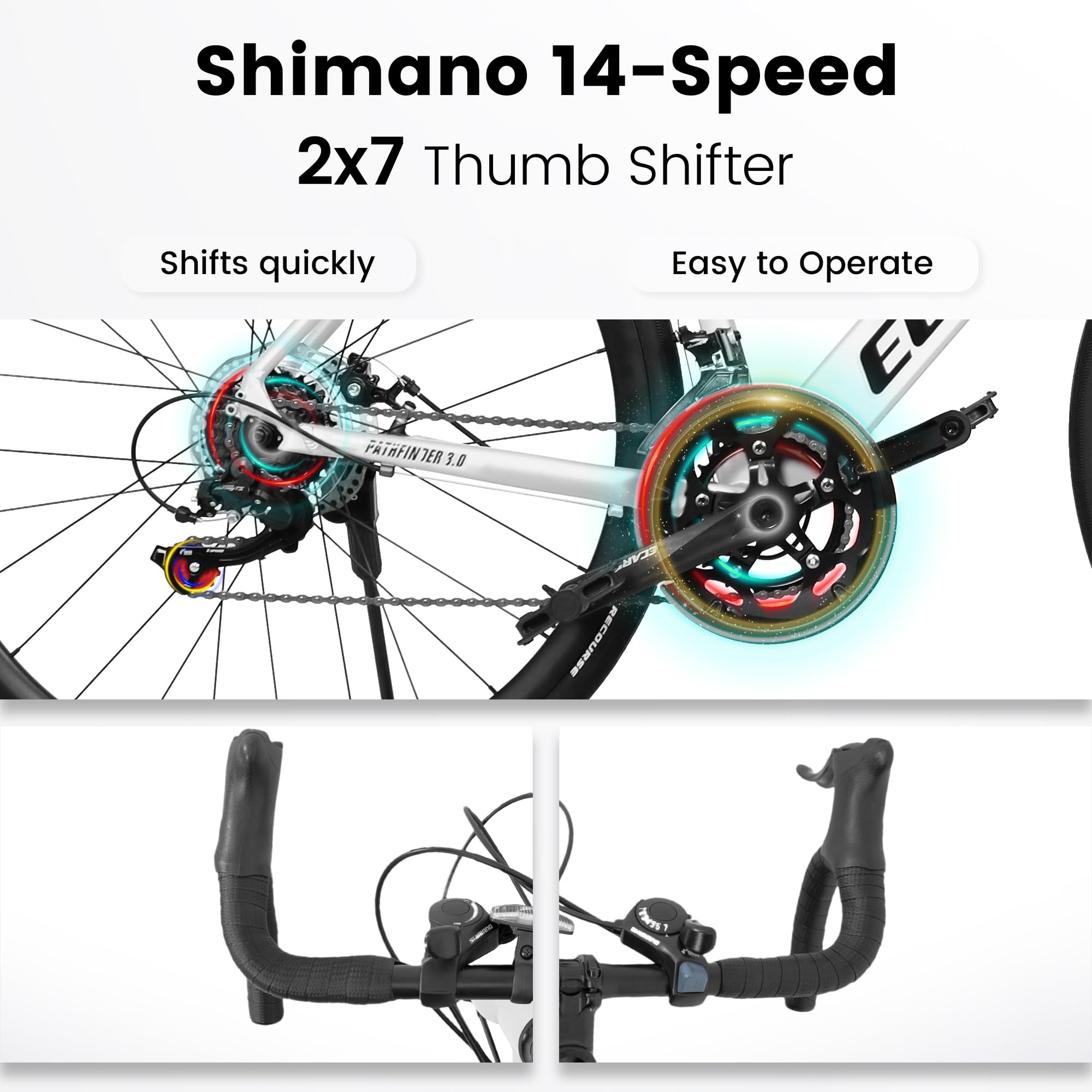 700c Road Bike 14-Speed - Lightweight Aluminum Alloy Frame with Disc Brakes - Men's & Women's Racing Bicycle for City Commuting, Fitness Training & Outdoor Cycling Adventures
