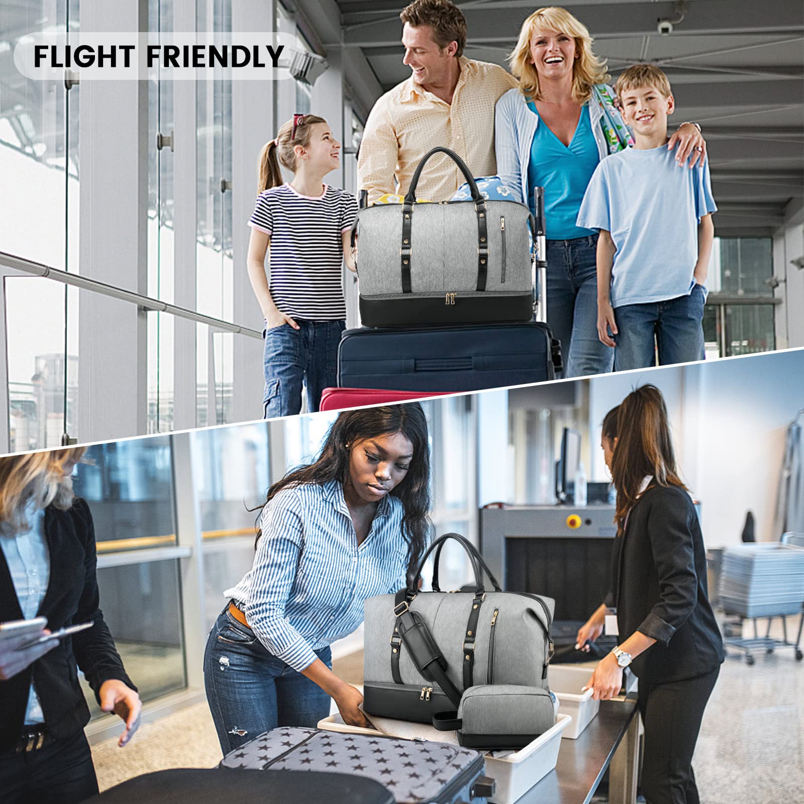 Stylish Canvas Weekender Bag for Women - Large Travel Duffle with Shoe Compartment & Toiletry Pouch | Perfect Carry-On Gym Bag, Overnight Trip, Hospital Visit & Labor Delivery | Versatile for Weekend Getaways, Workouts & Maternity Needs