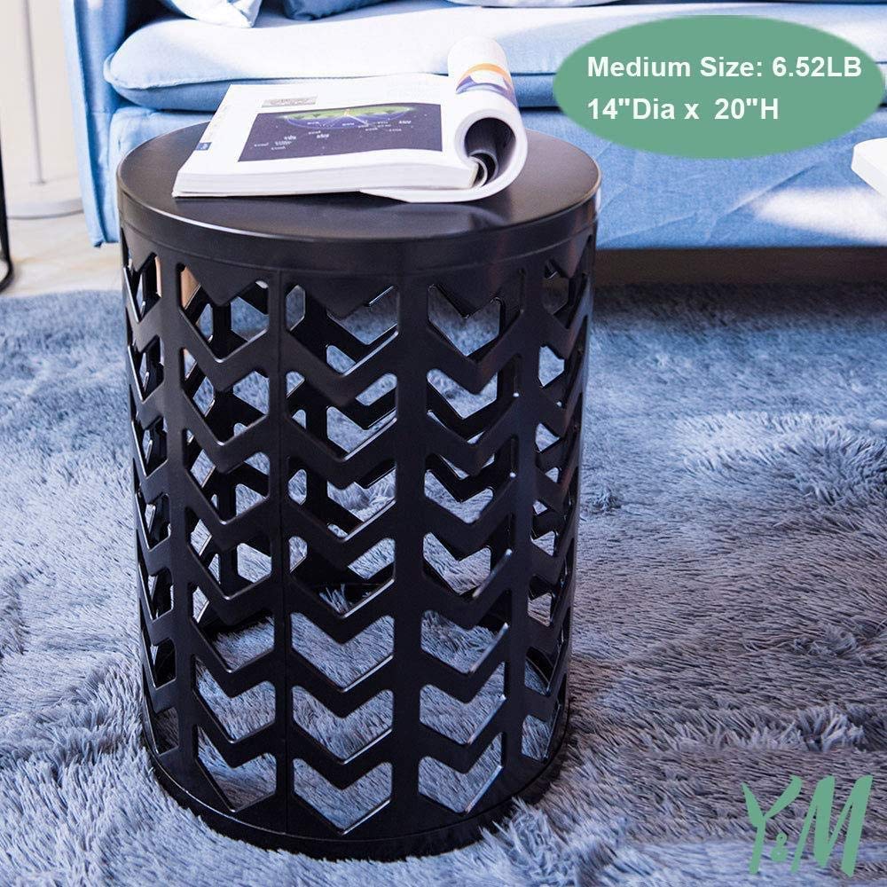 Y&M Nesting Side Table Set of 3 - Stackable Modern Industrial Coffee Tables for Living Room, Bedroom & Outdoor Use - Heavy Duty Metal Frame End Tables & Garden Stools - Pure Black - Perfect for Small Spaces, Patio Decor & Home Office Organization
