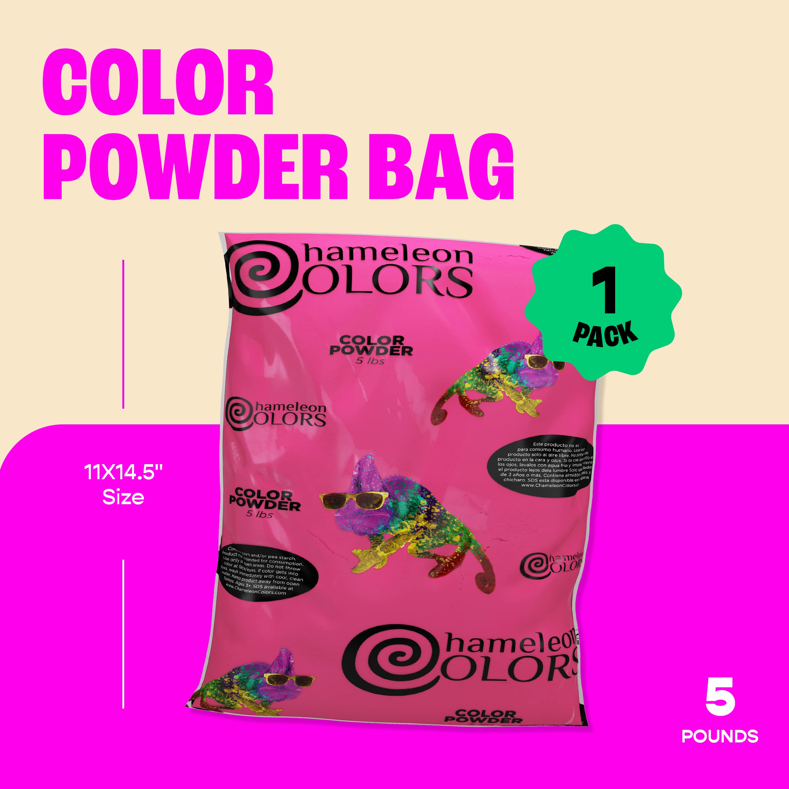 Vibrant Chameleon Colors Magenta Powder - 5 lbs | Non-Toxic & Washable | Perfect for Holi Festival, Color Runs, Parties & DIY Crafts