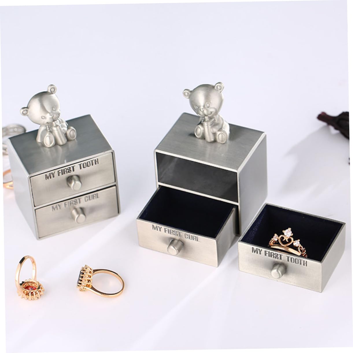 Elegant Metal Trinket Box for Tooth Storage & Jewelry Keepsake - Perfect for Newborn Baby Memories, Wedding Gifts & Home Decor