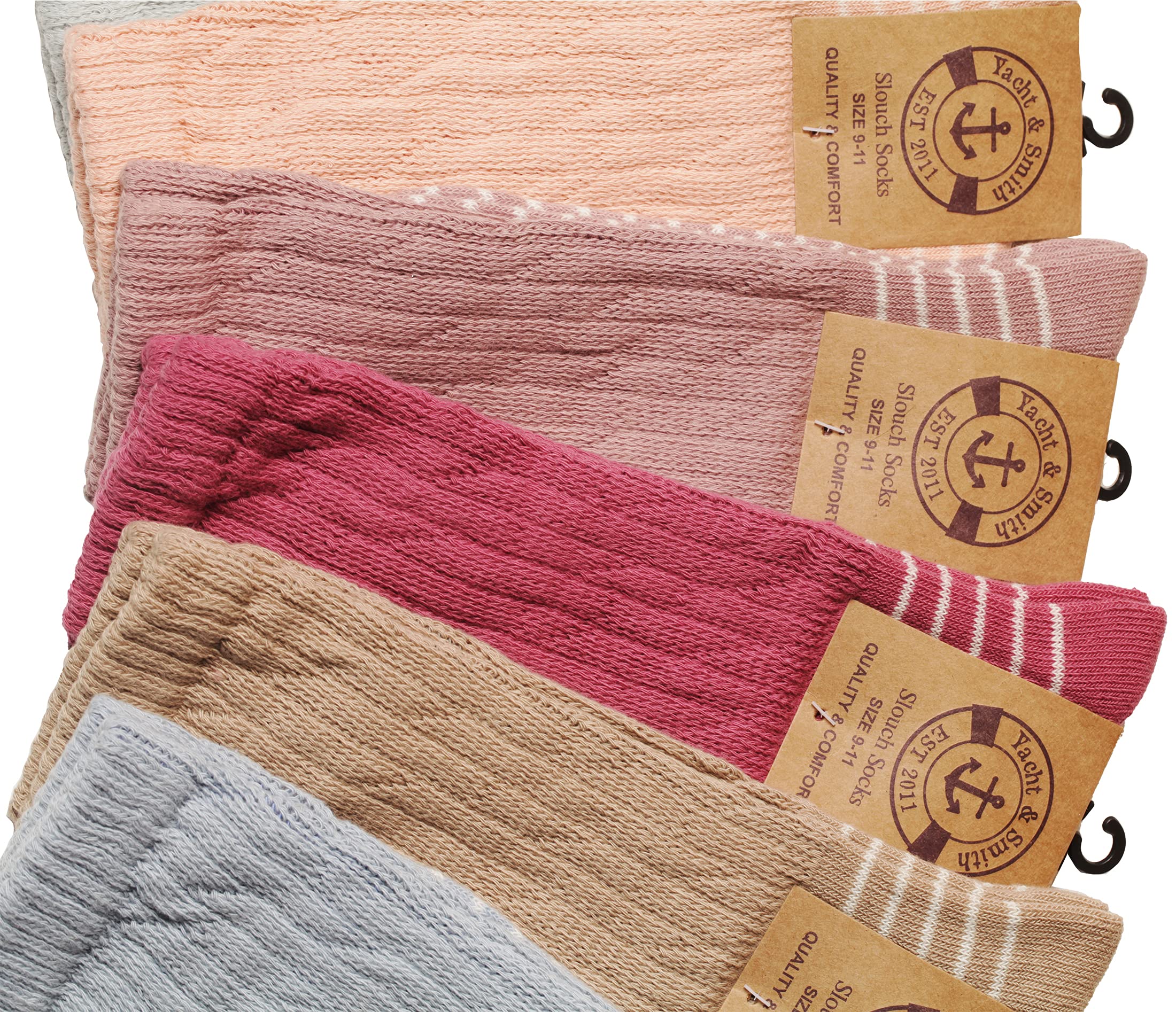 Yacht & Smith 60 Pack Women's Cotton Slouch Socks - Knee High Boot Socks for Women - Soft & Comfortable Crew Socks for Winter, Fall & Casual Wear - Perfect for Boots, Shoes & Lounge Outfits