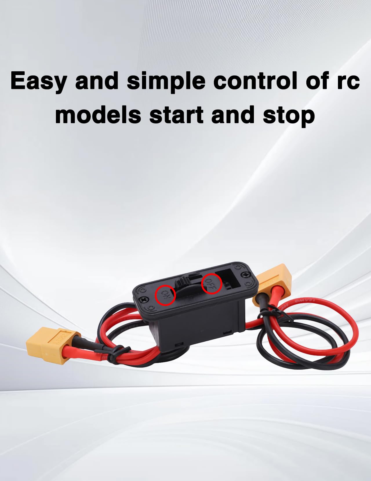 High Current 18AWG RC Airplane Power Switch with XT60 Plug - Heavy Duty On/Off Toggle Switch for RC Model Aircraft - Perfect for Drone, FPV and Remote Control Plane Power Systems