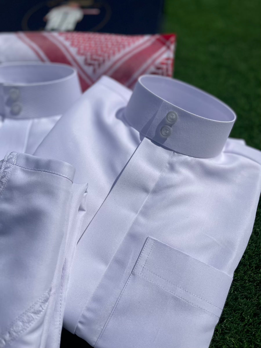 Premium 3-Pack Men's Thobe Set with FREE Shemagh & Skull Cap - Traditional Islamic Robe for Prayer, Eid & Special Occasions