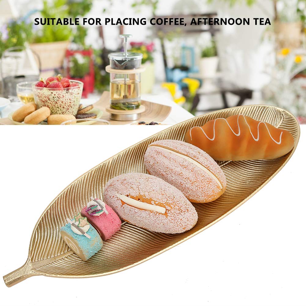 Gold Jewelry Organizer Display Tray - Leaf Shape Fruit Dessert Serving Dish for Nuts Snacks, Home Decor & Store Display | Perfect for Ring Organizer, Party Serving & Tableware Decoration