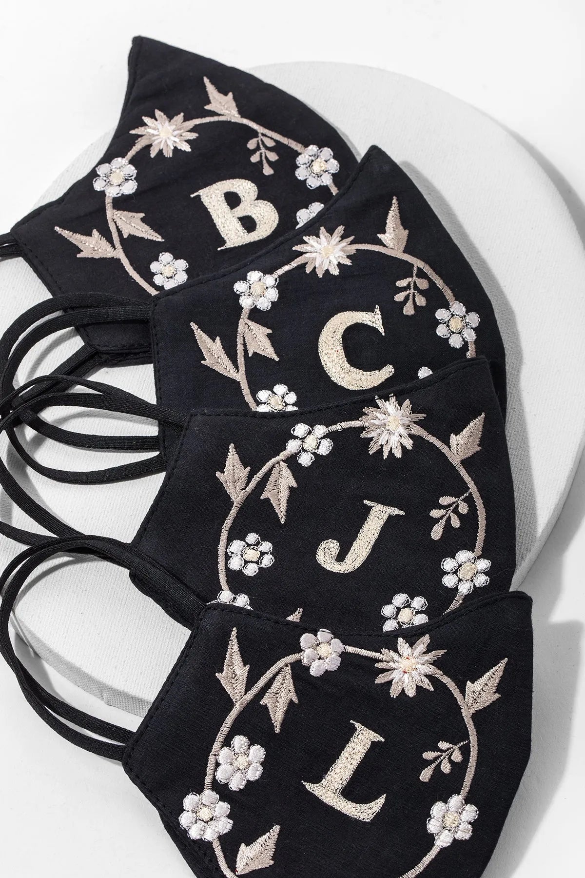 Custom White Embroidered Monogram Face Mask - Personalized Cotton Washable Reusable - Perfect for Travel, Work & Daily Protection