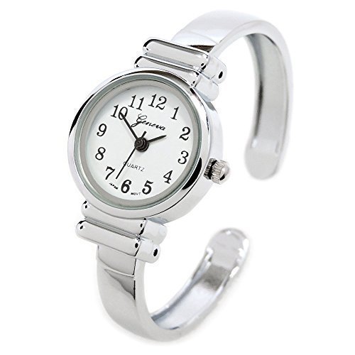 Elegant Silver Metal Band Petite Women's Bangle Cuff Watch - Perfect for Office, Party & Everyday Wear