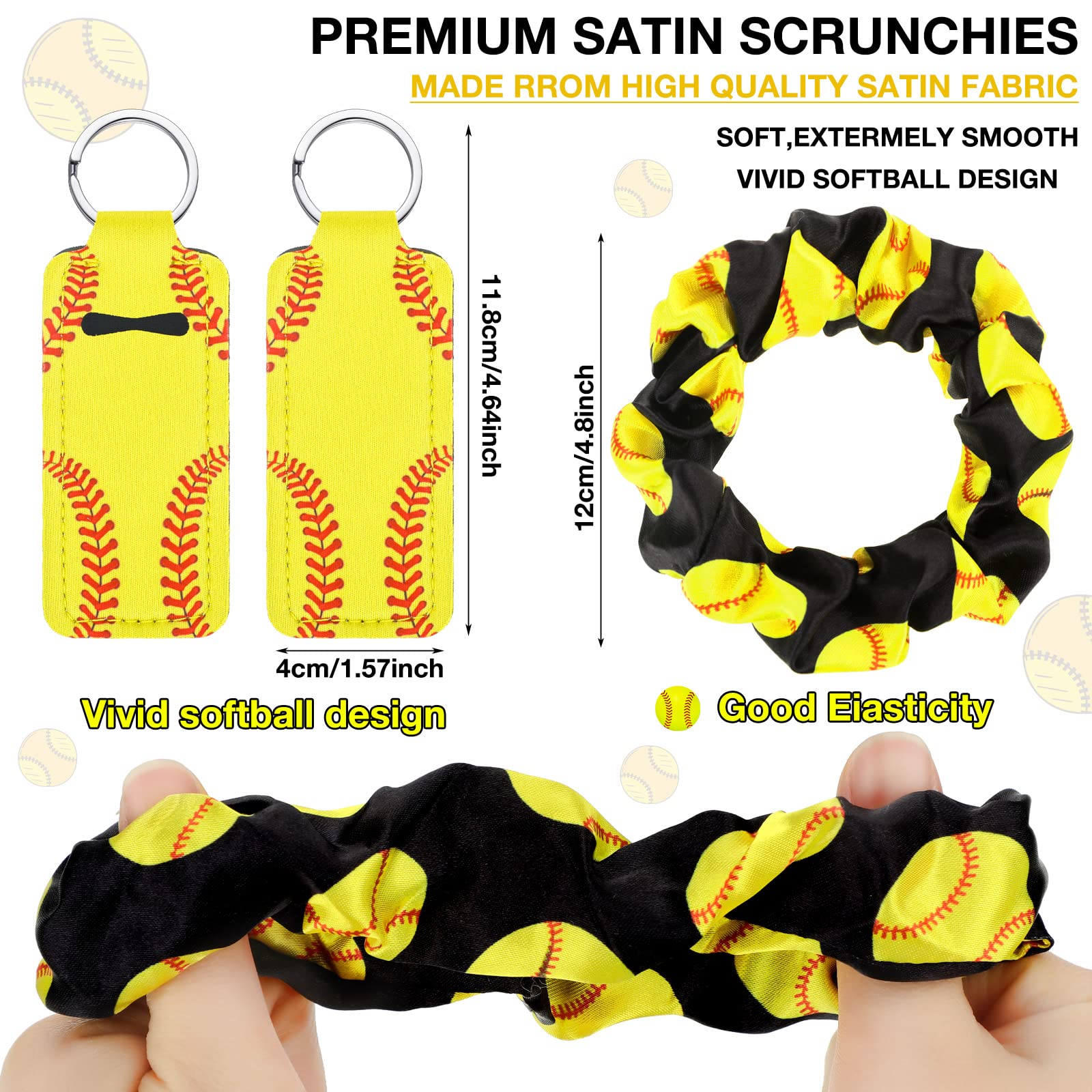 **36 Pcs Softball Gift Set for Teen Girls - Makeup Bags, Cosmetic Pouches, Sport Hair Scrunchies & Lipstick Holders - Perfect for Party Favors, Team Gifts & Game Day Essentials**
