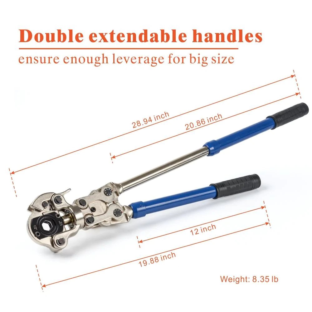 Professional Copper Pipe Press Tool Kit for ZOOMLOCK Refrigerant & HVAC Fittings - 7 Interchangeable Jaw Sizes (1/4